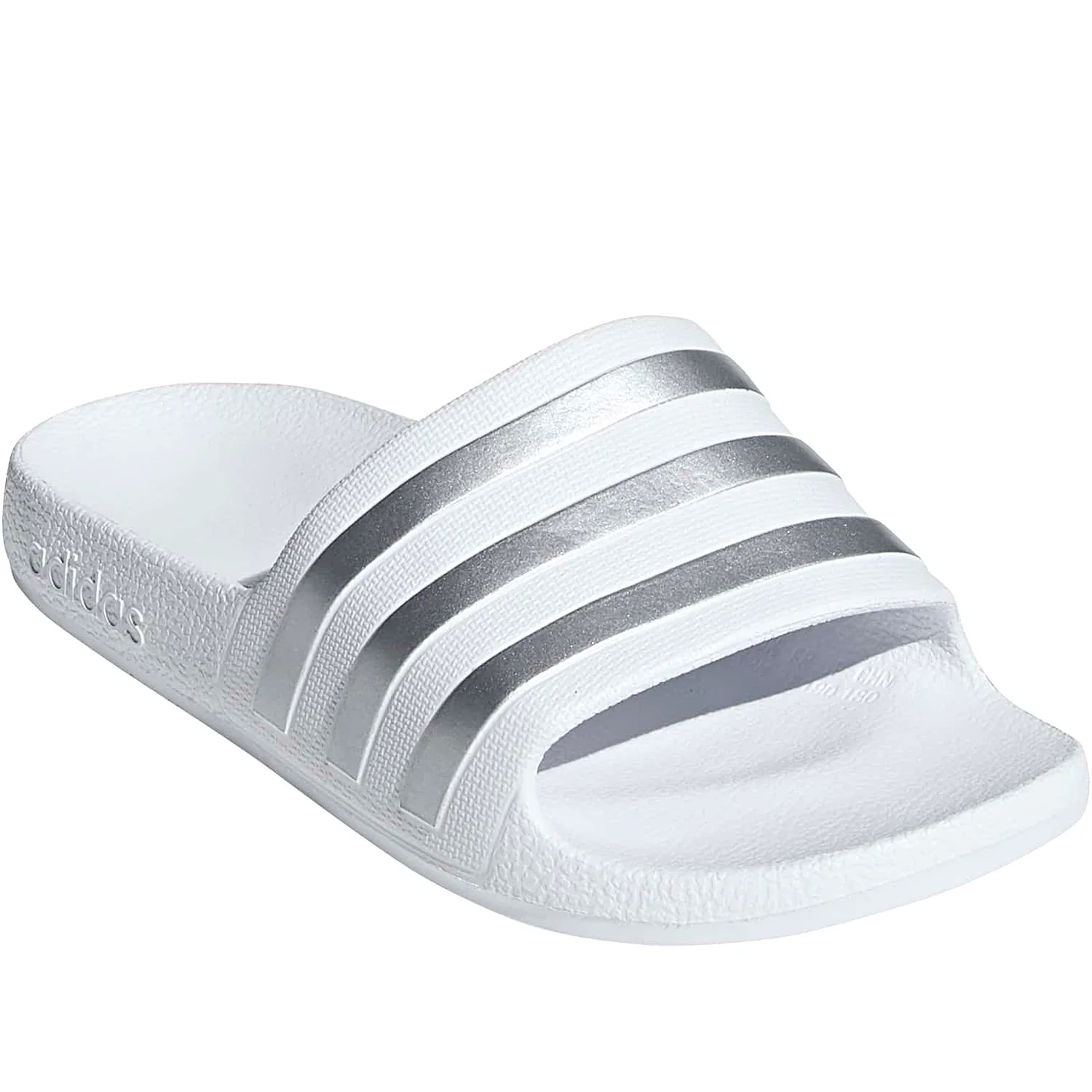 Adilette Aqua ciabatta di gomma ragazzo white silver - Image 2