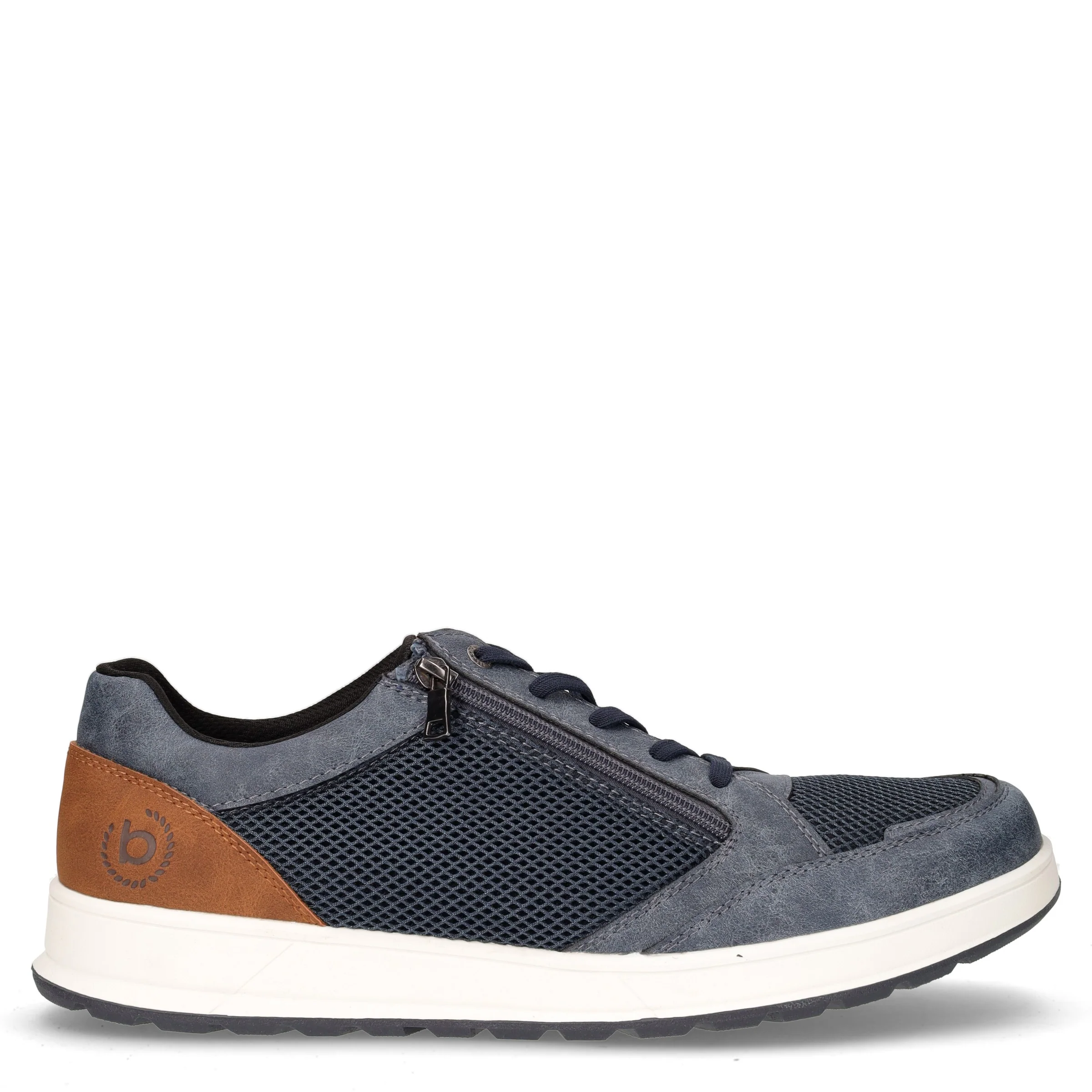 Sneaker in tessuto ed ecopelle blu scuro