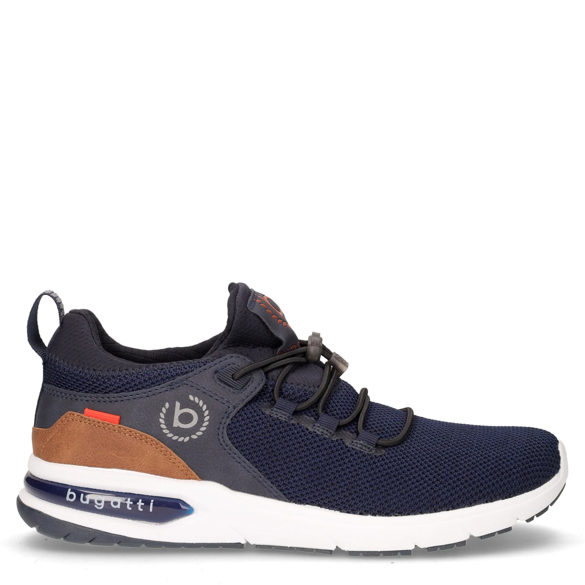 Sneaker in tessuto ed ecopelle blu scuro