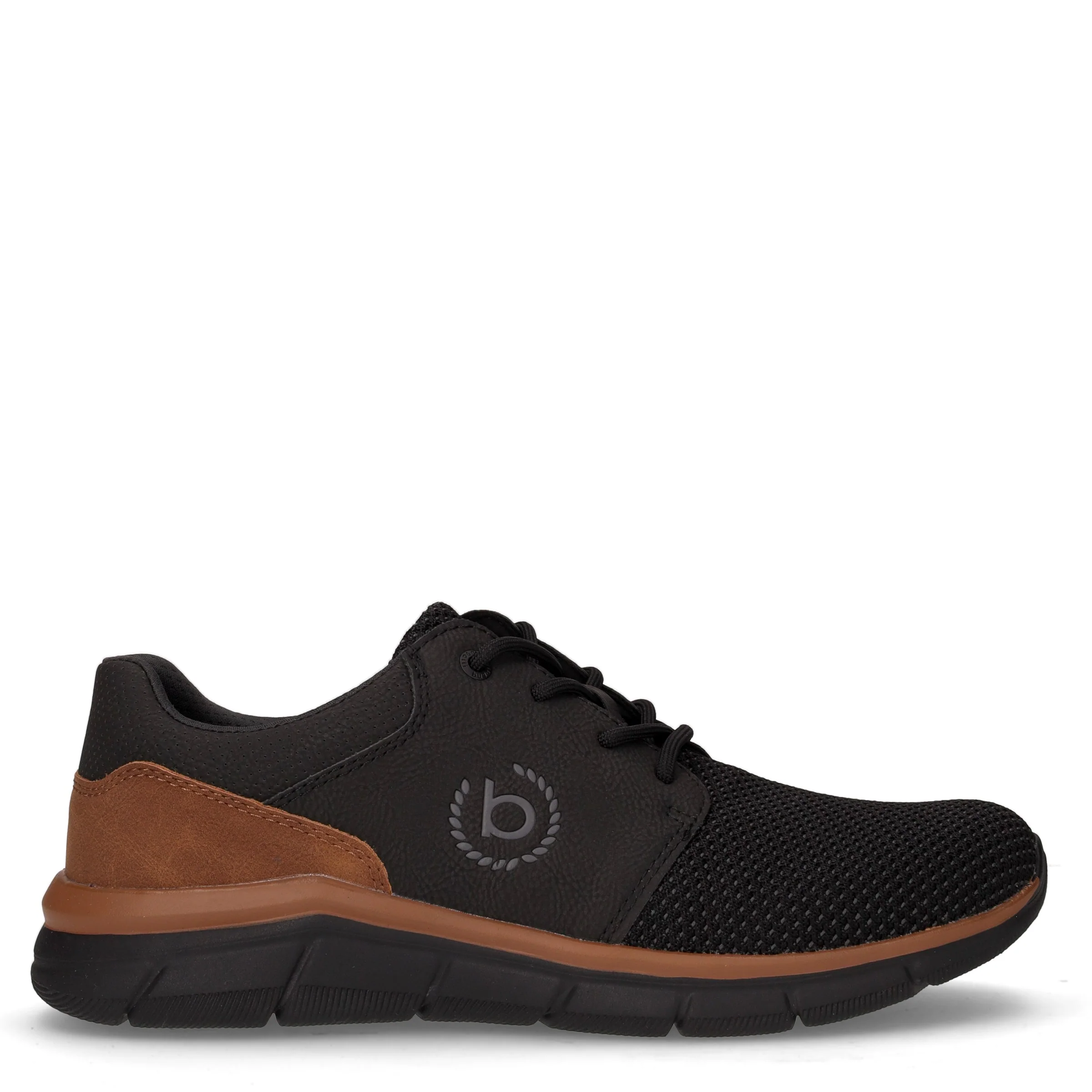 Sneaker in tessuto ed ecopelle nero marrone