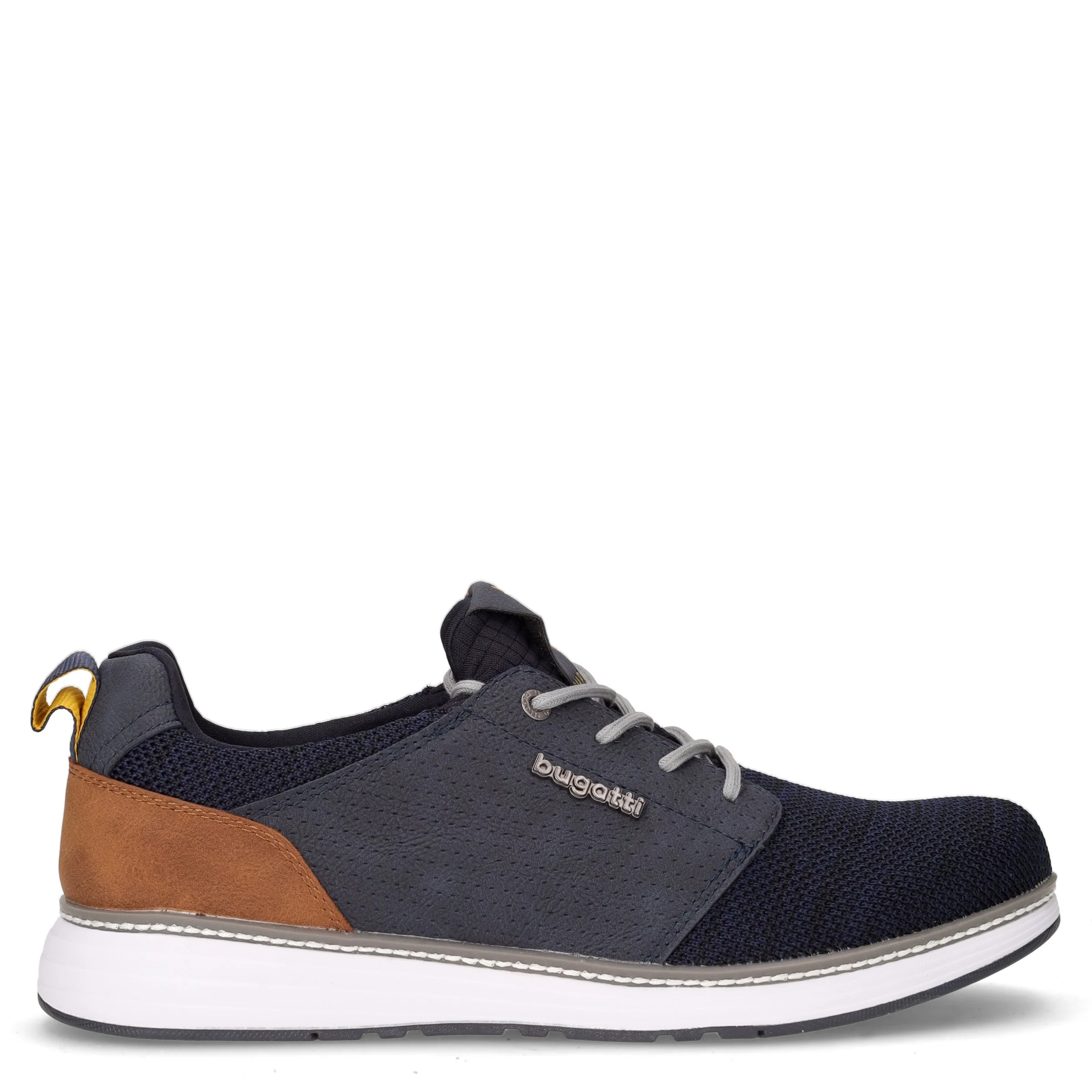 Stringata sportiva in ecopelle e tessuto blu scuro