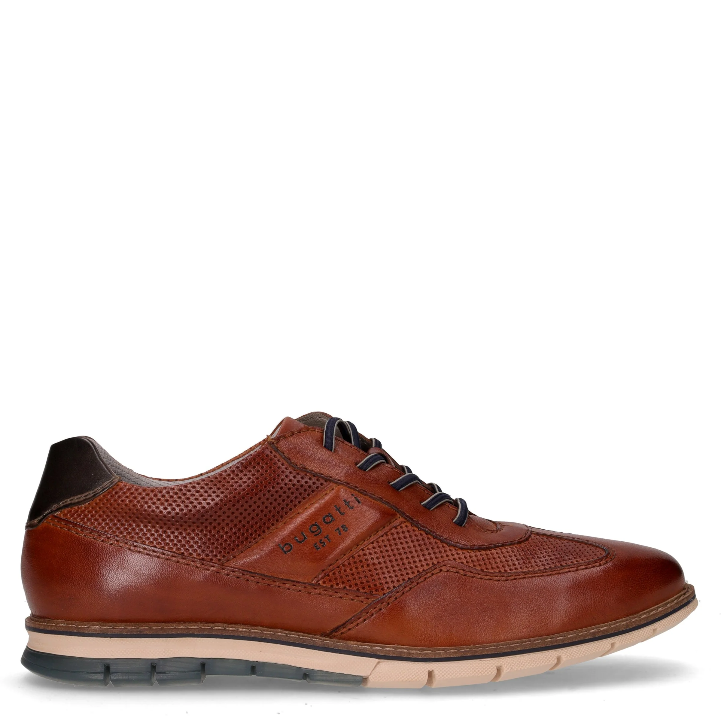 Stringata sportiva in pelle cognac