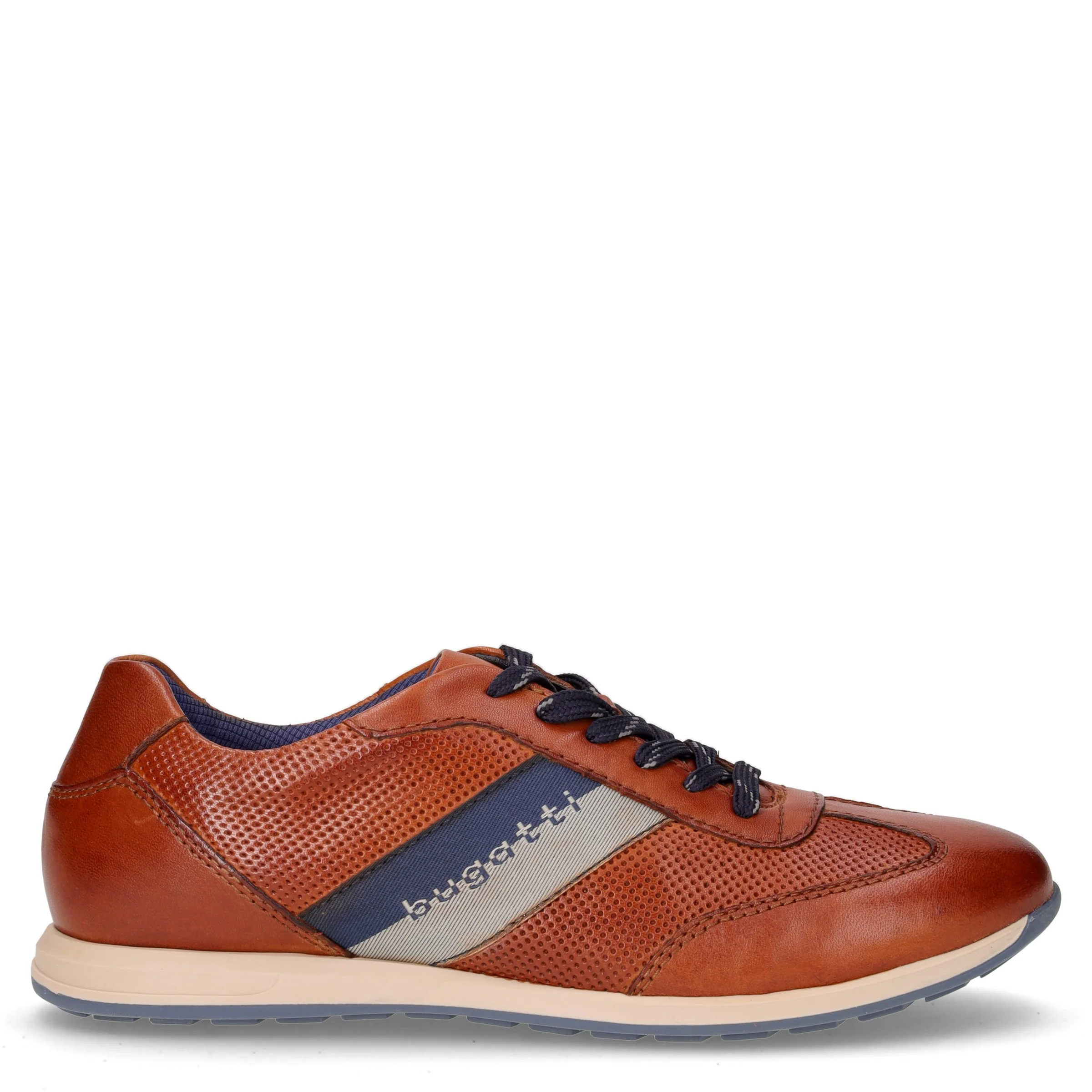 Stringata sportiva in pelle cognac
