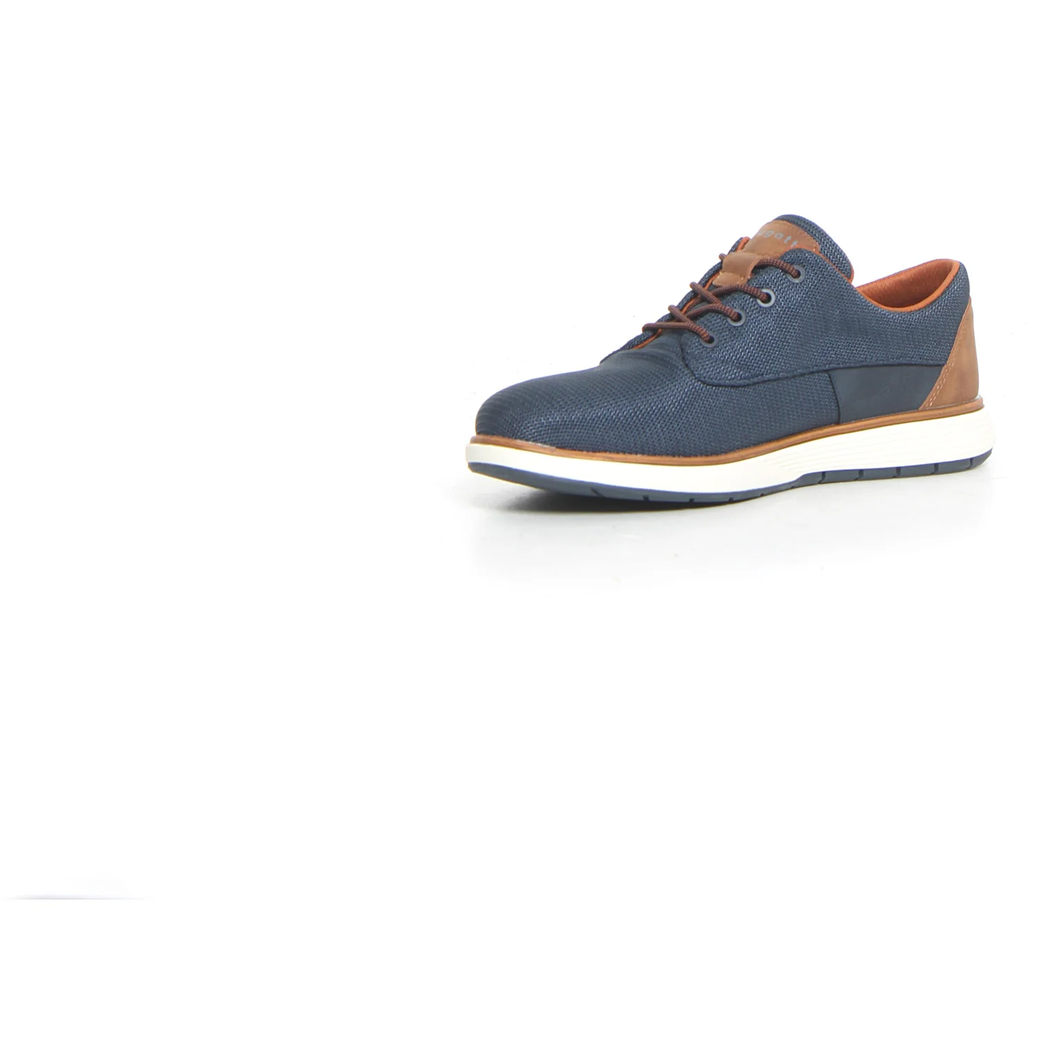 Stringata sportiva in tessuto ed ecopelle blu marrone - Image 3