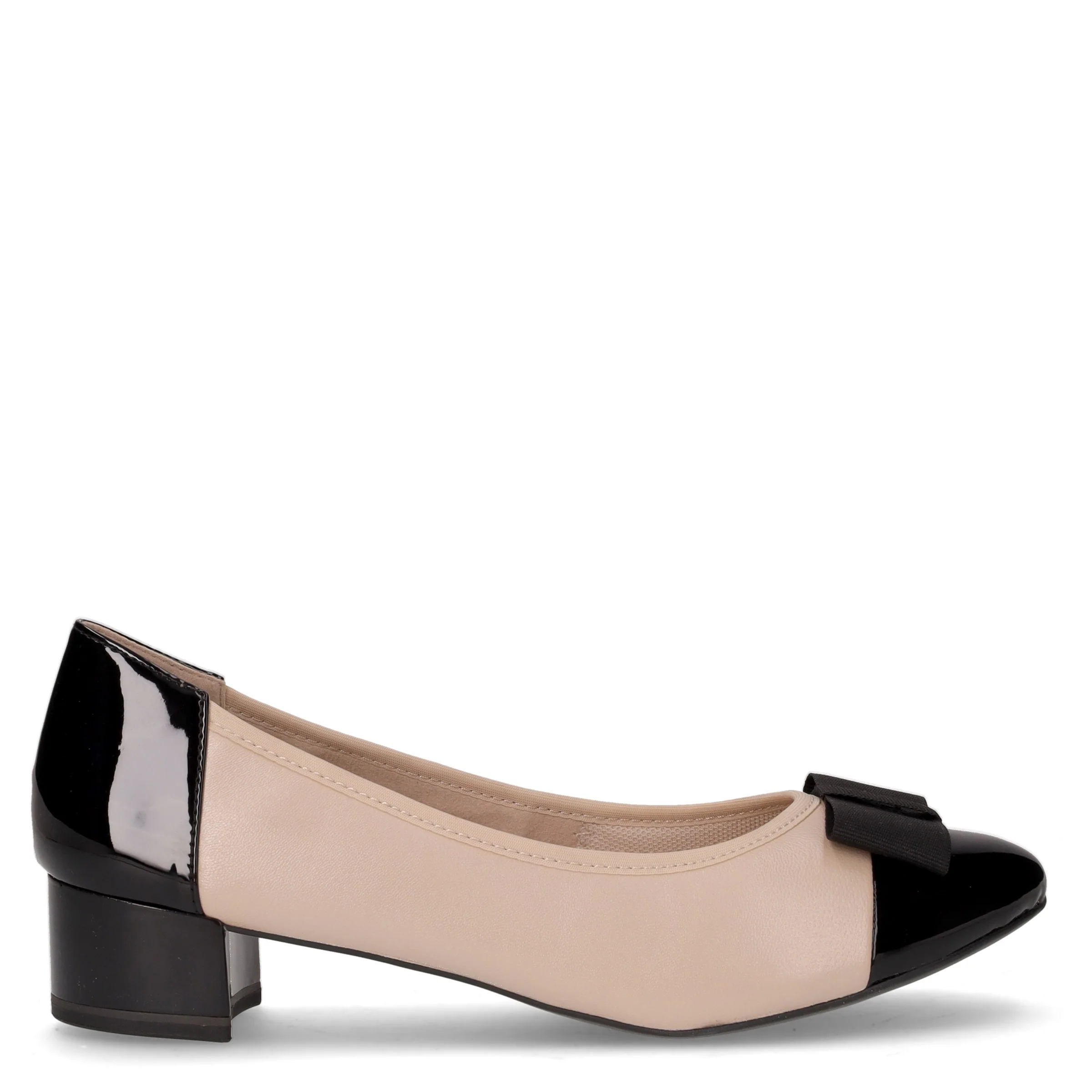 Décolleté in pelle beige nero