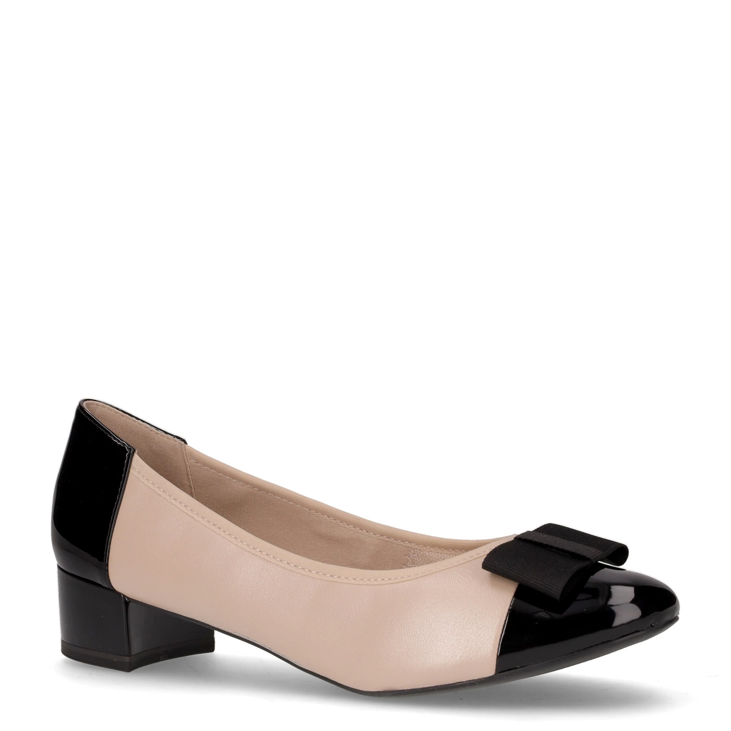 Décolleté in pelle beige nero - Image 2