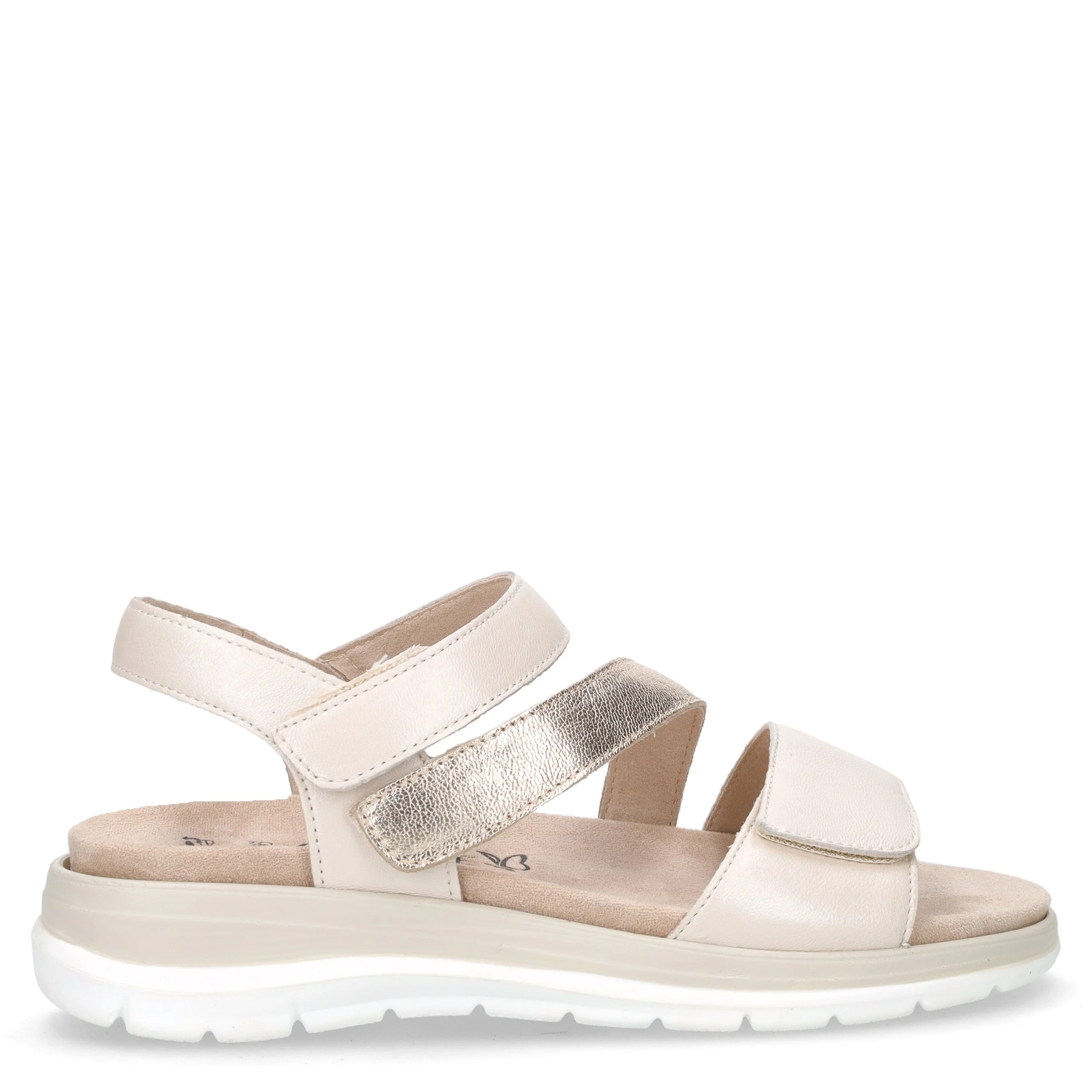 Sandalo in pelle con strappi offwhite oro