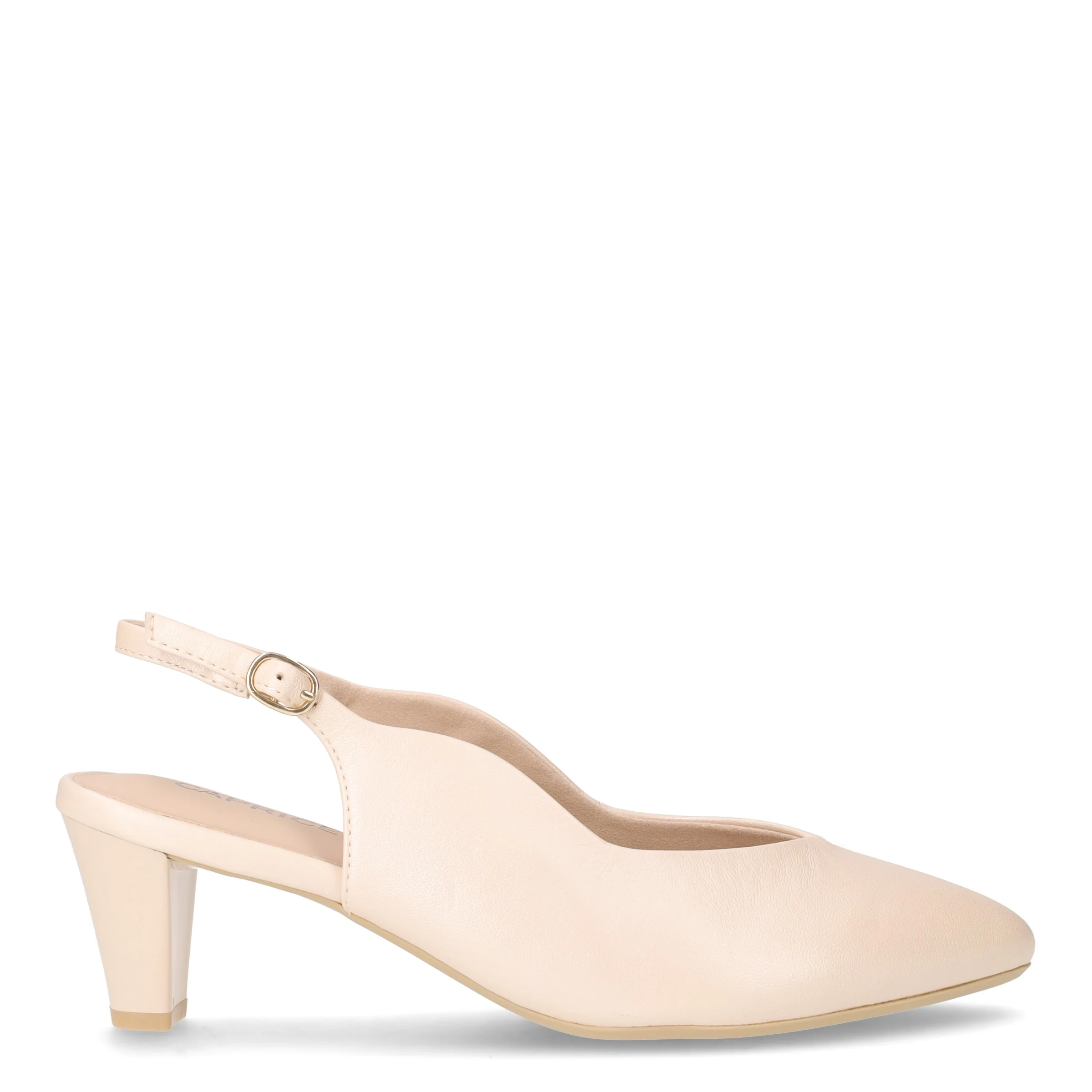 Slingback in pelle con tacco crema perlato