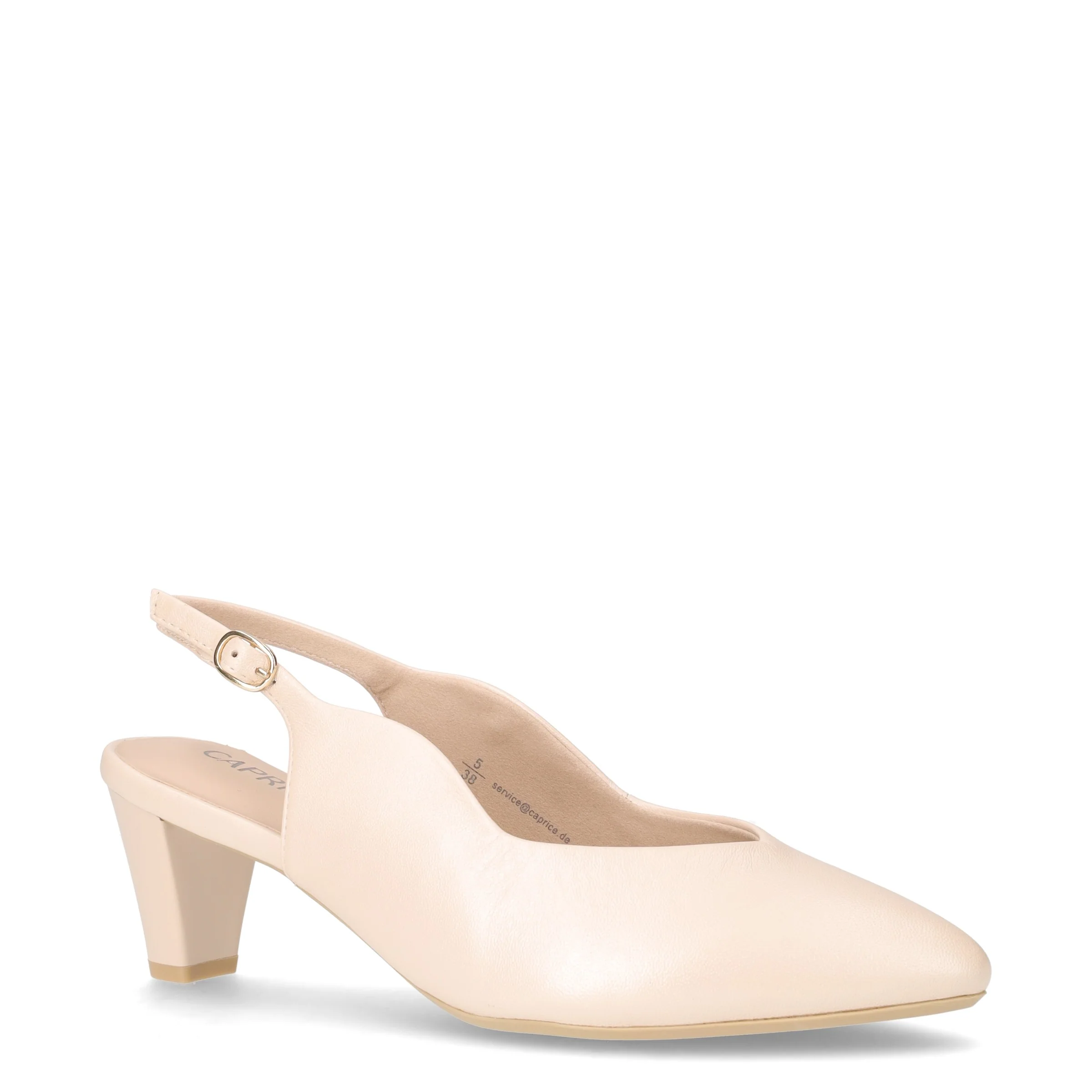 Slingback in pelle con tacco crema perlato - Image 2