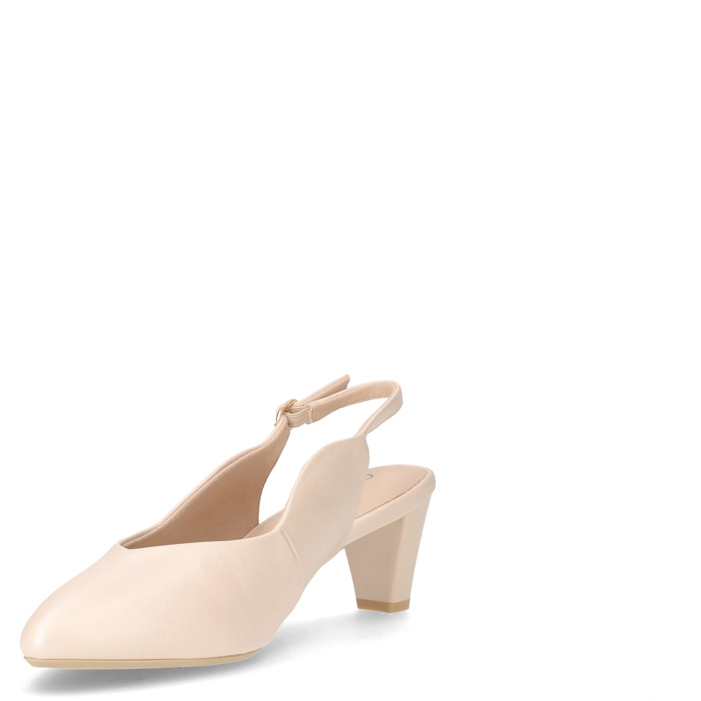 Slingback in pelle con tacco crema perlato - Image 3