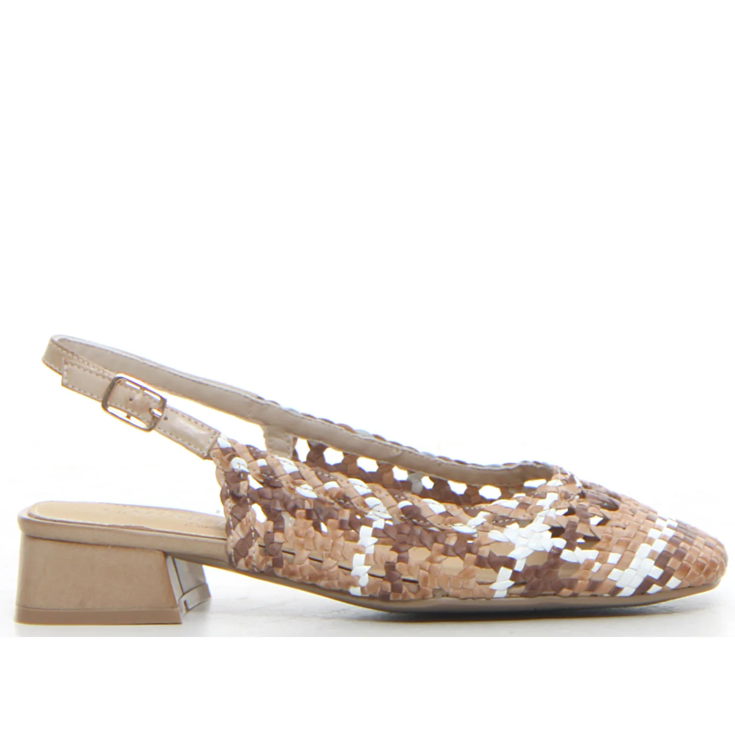 Sandalo slingback a punta chiusa beige