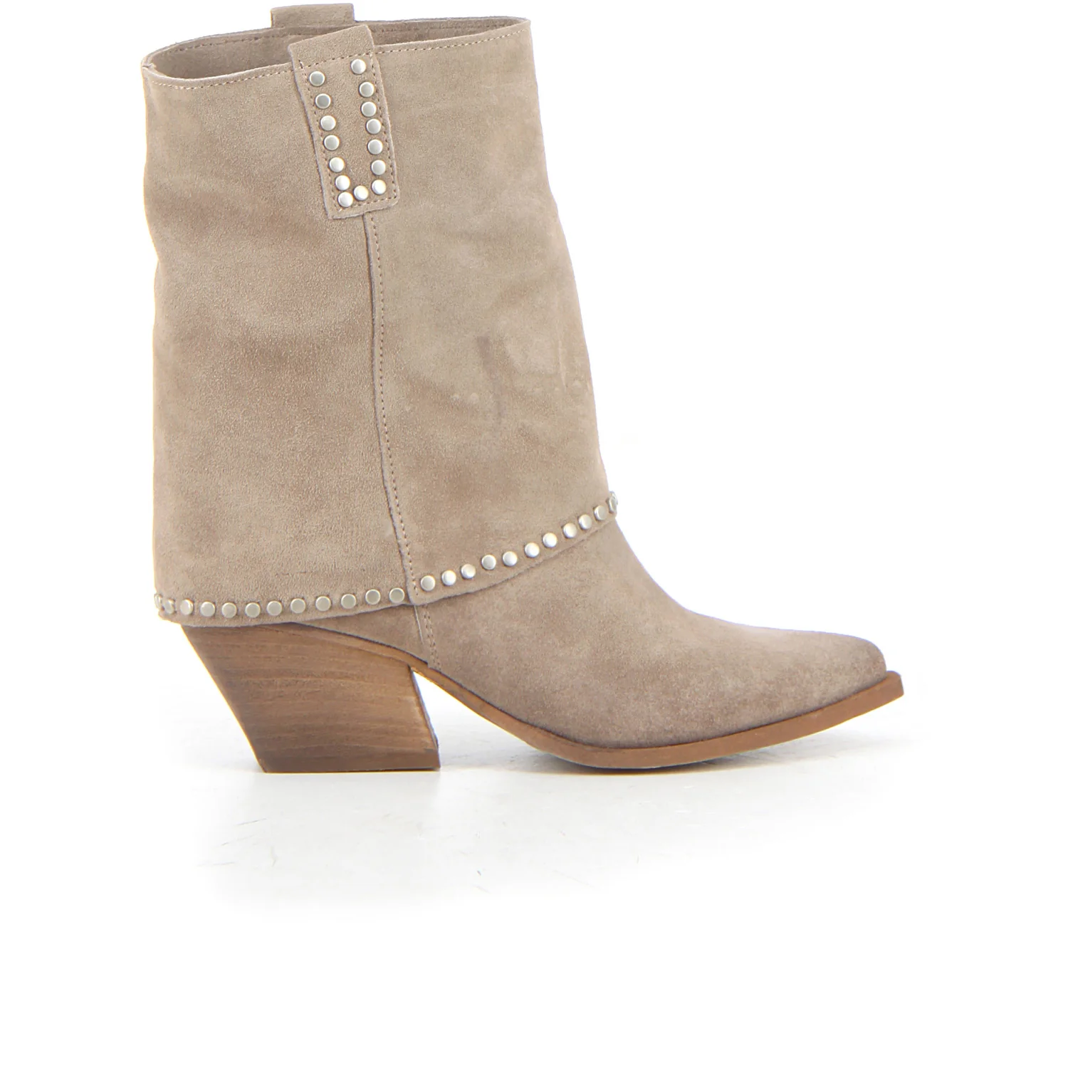 Stivaletto camperos con tacco taupe chiaro crosta