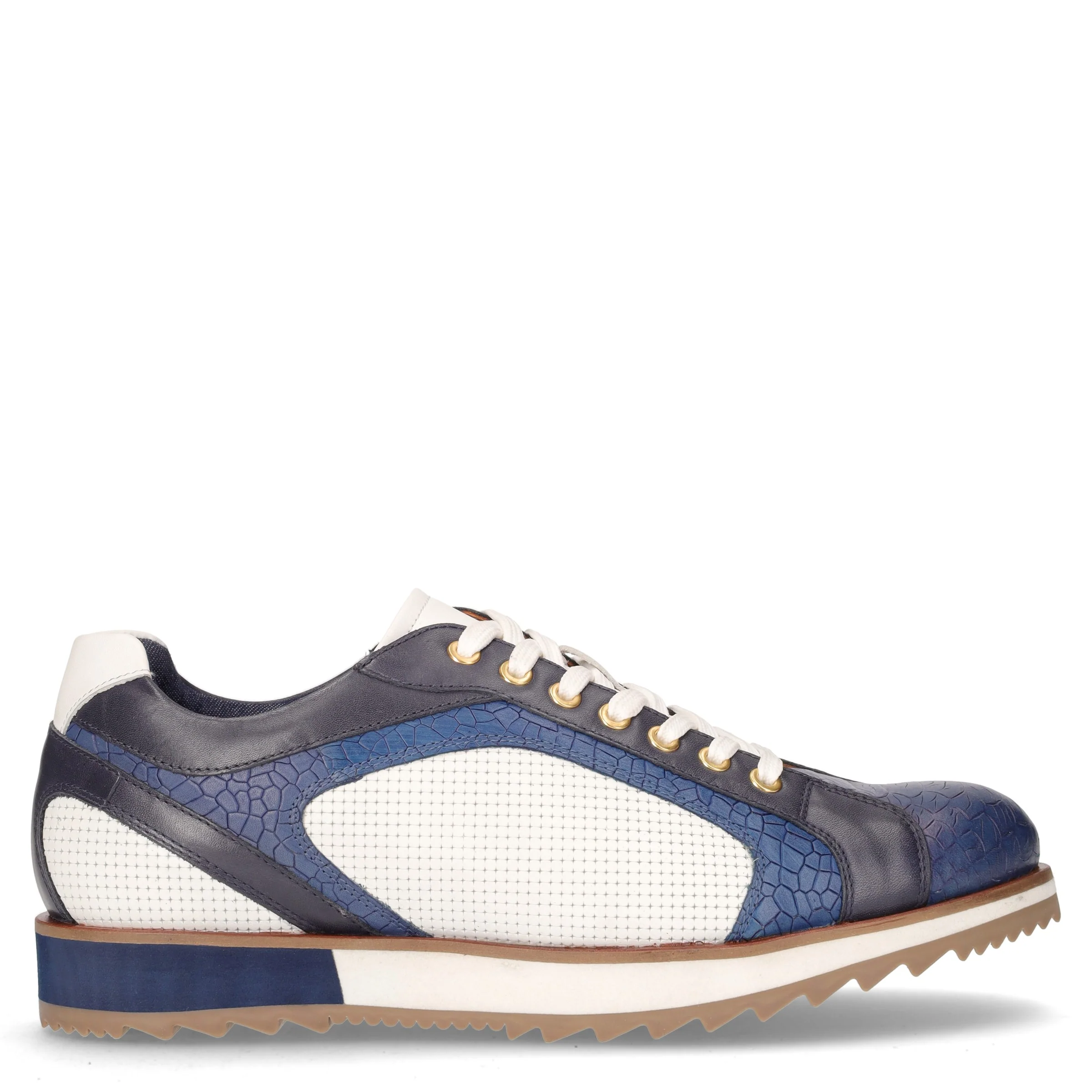 Stringata sportiva in pelle cielo blu bianco