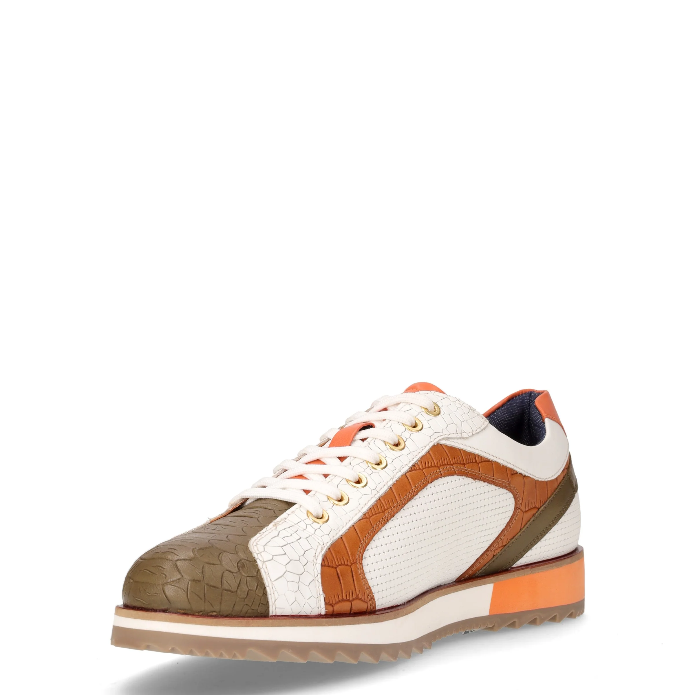 Stringata sportiva in pelle verde bianco - Image 3