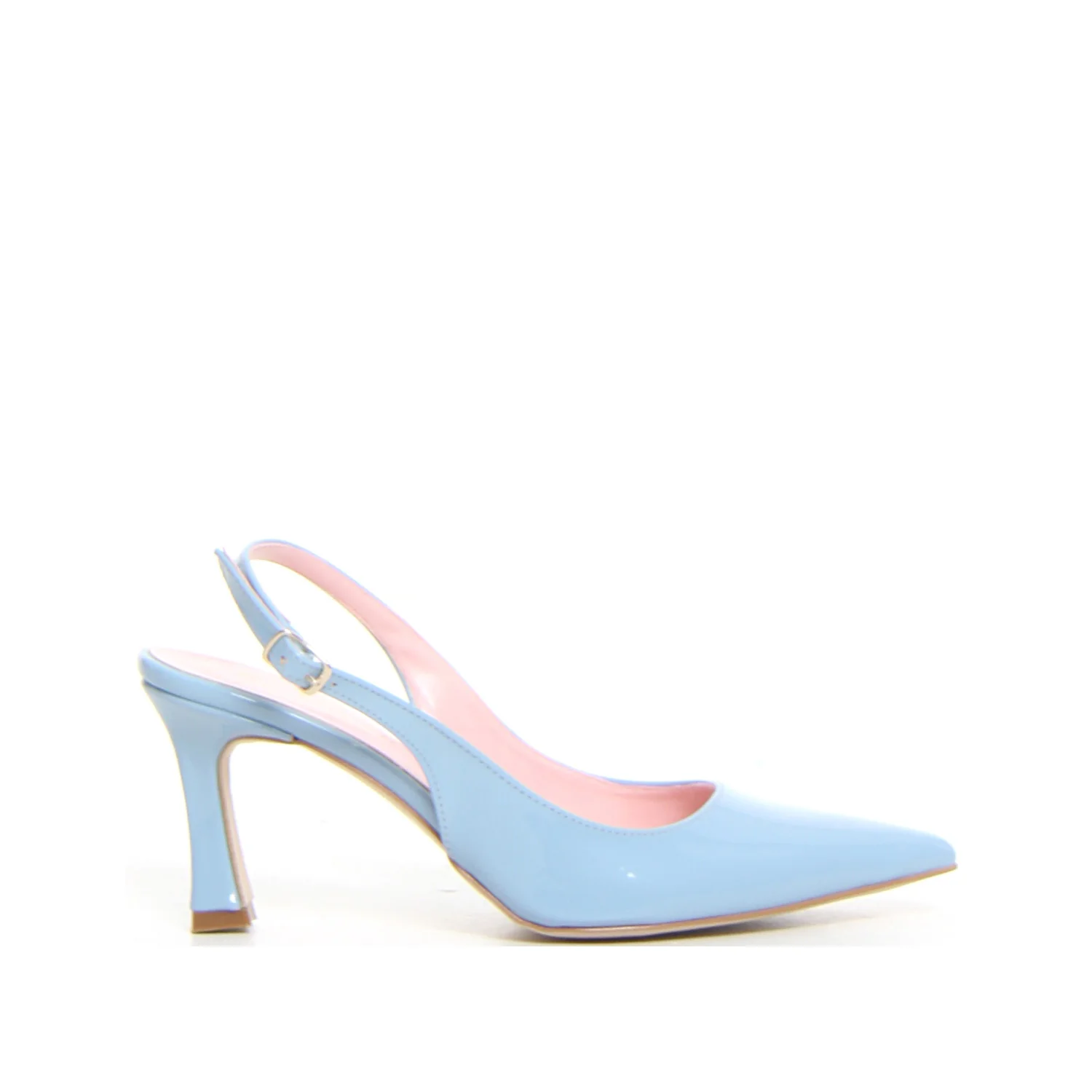 Décolleté slingback a punta azzurro vernice