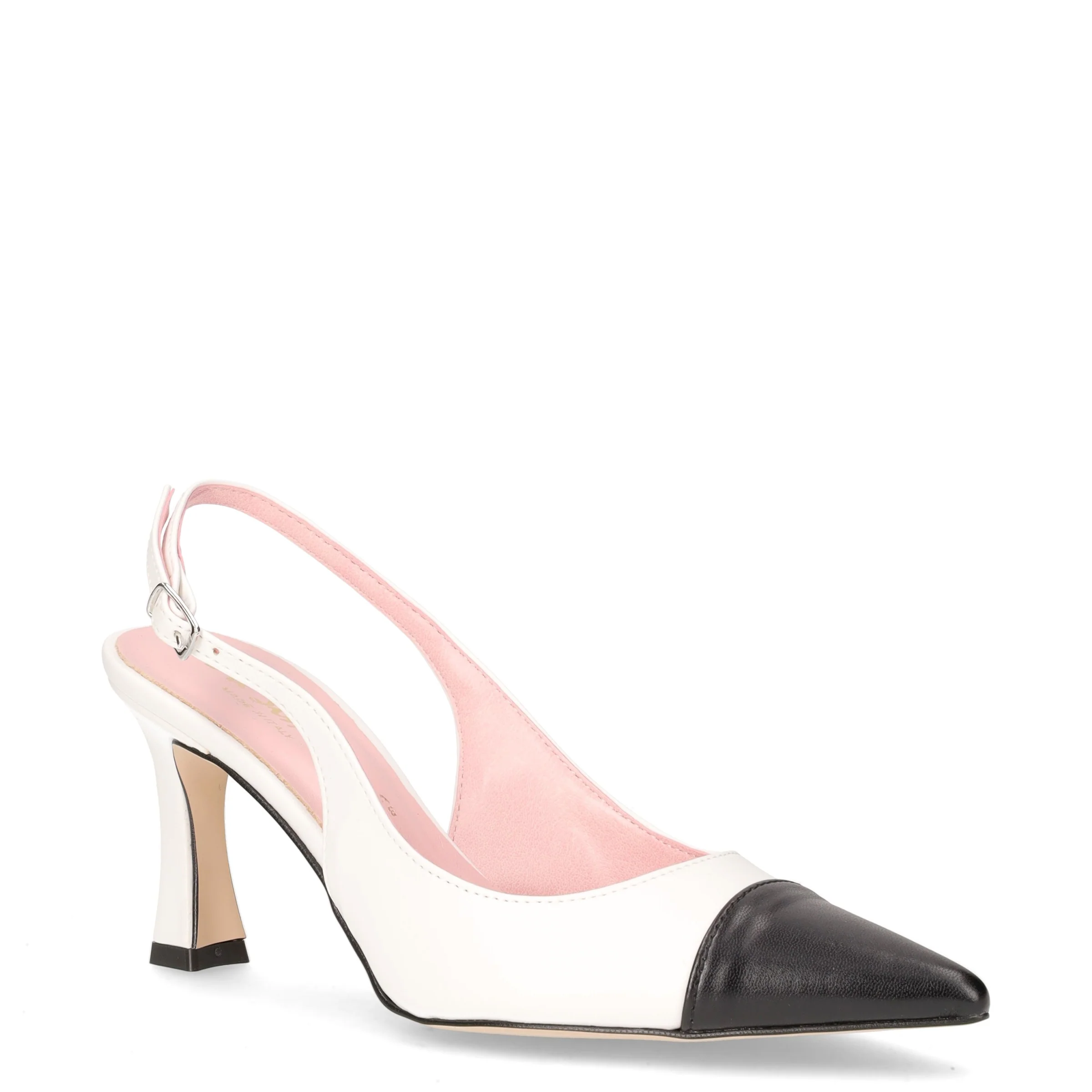 Décolleté slingback a punta in ecopelle bianco nero - Image 2