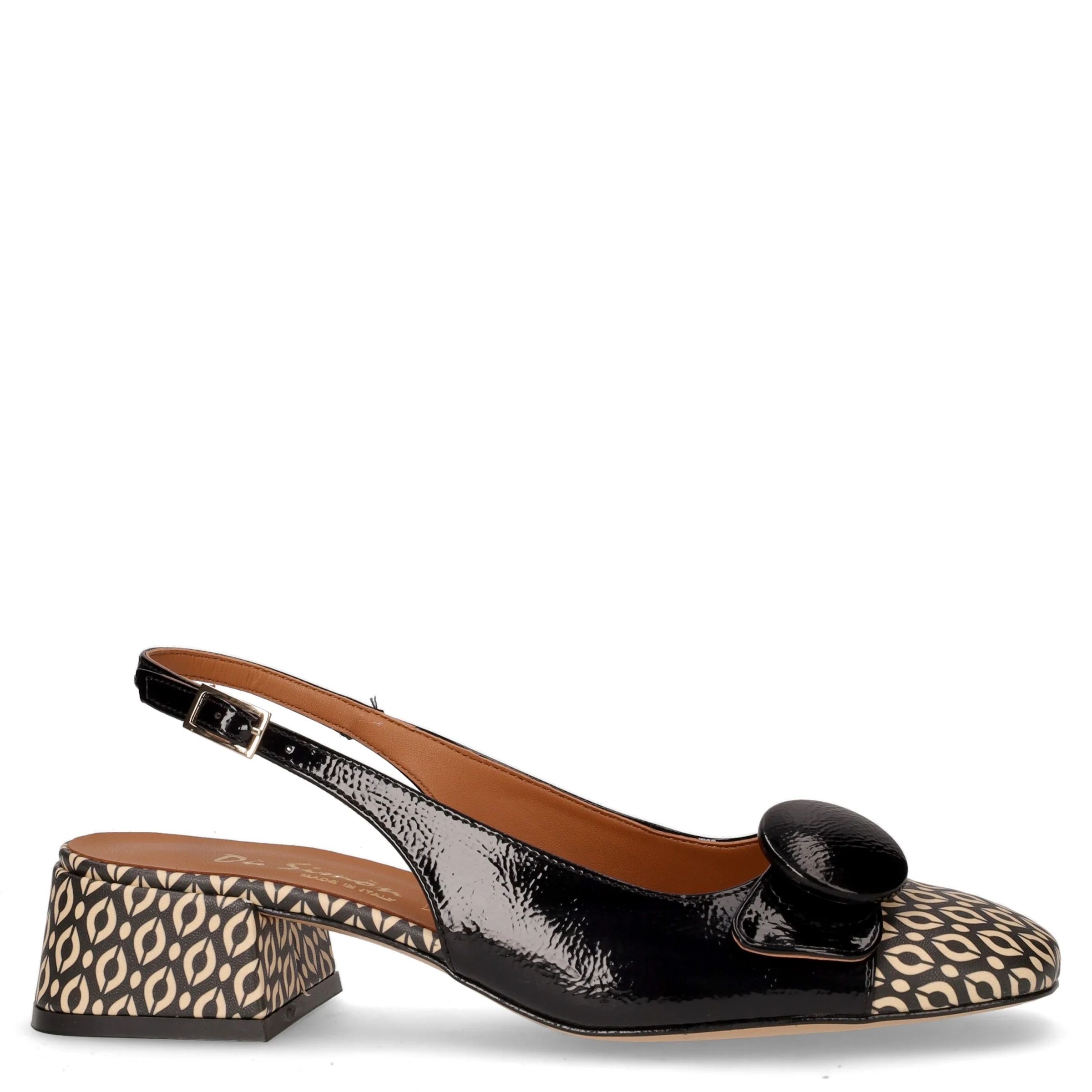 Décolleté slingback in ecopelle nero