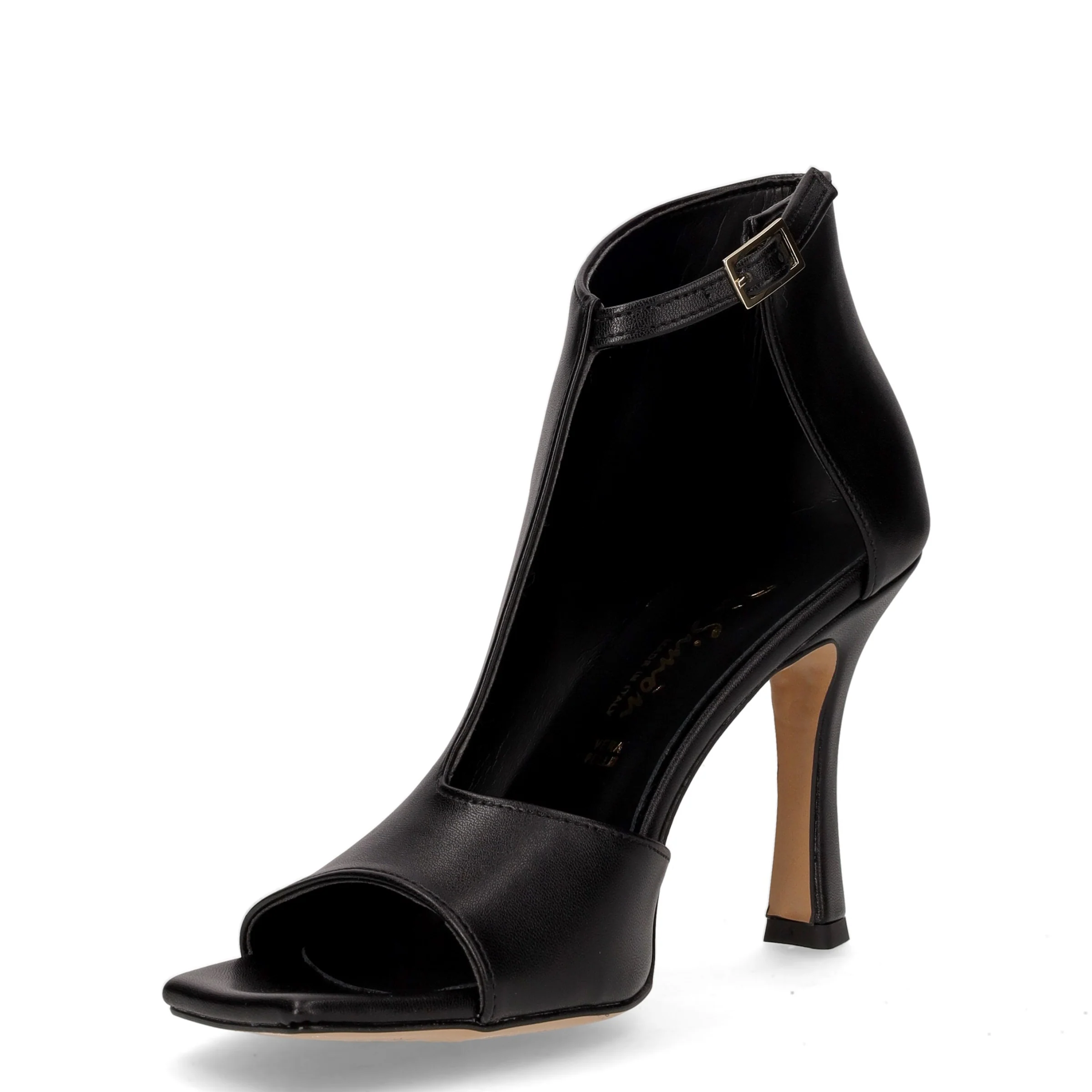 Sandalo con tacco in ecopelle nero - Image 3