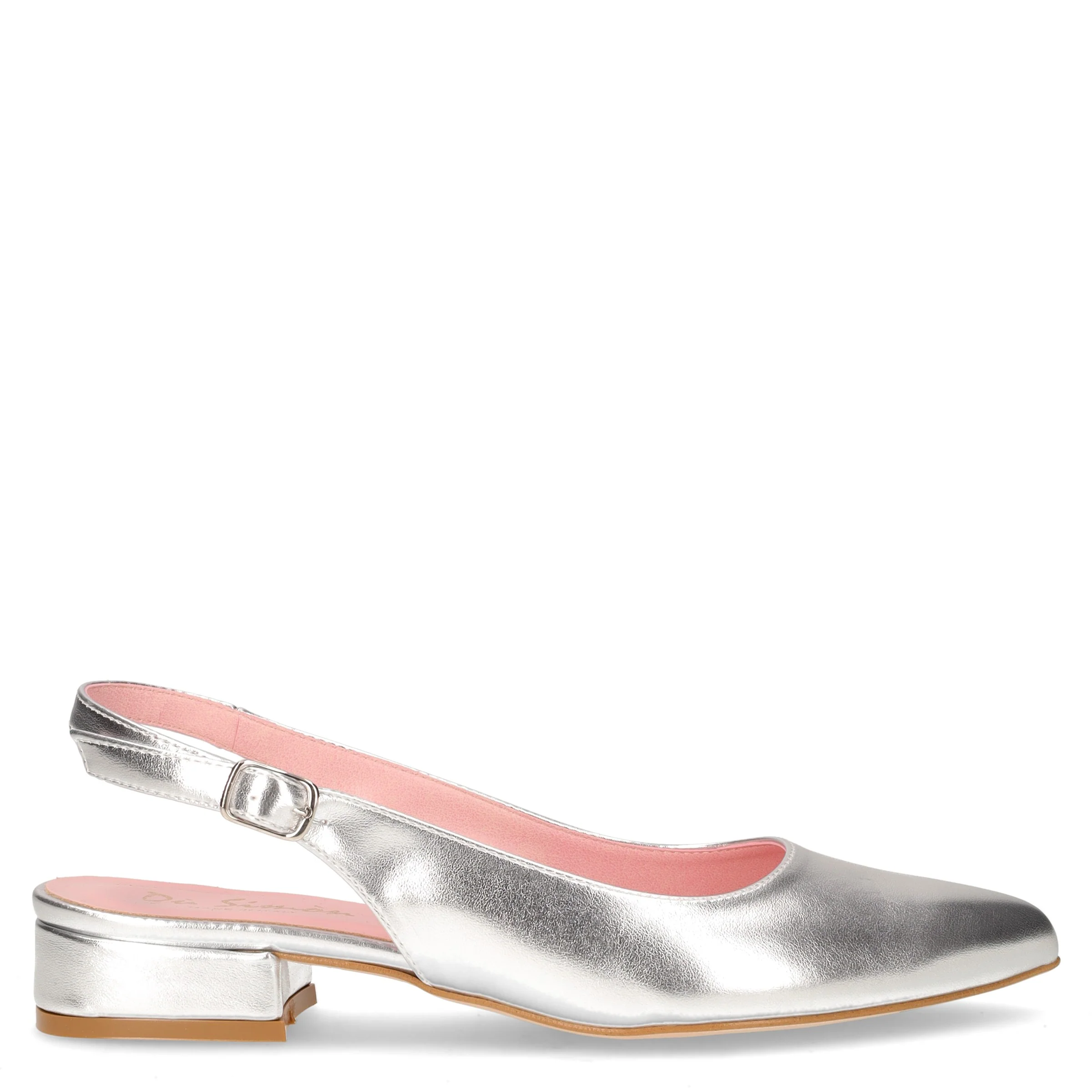 Slingback a punta in ecopelle argento