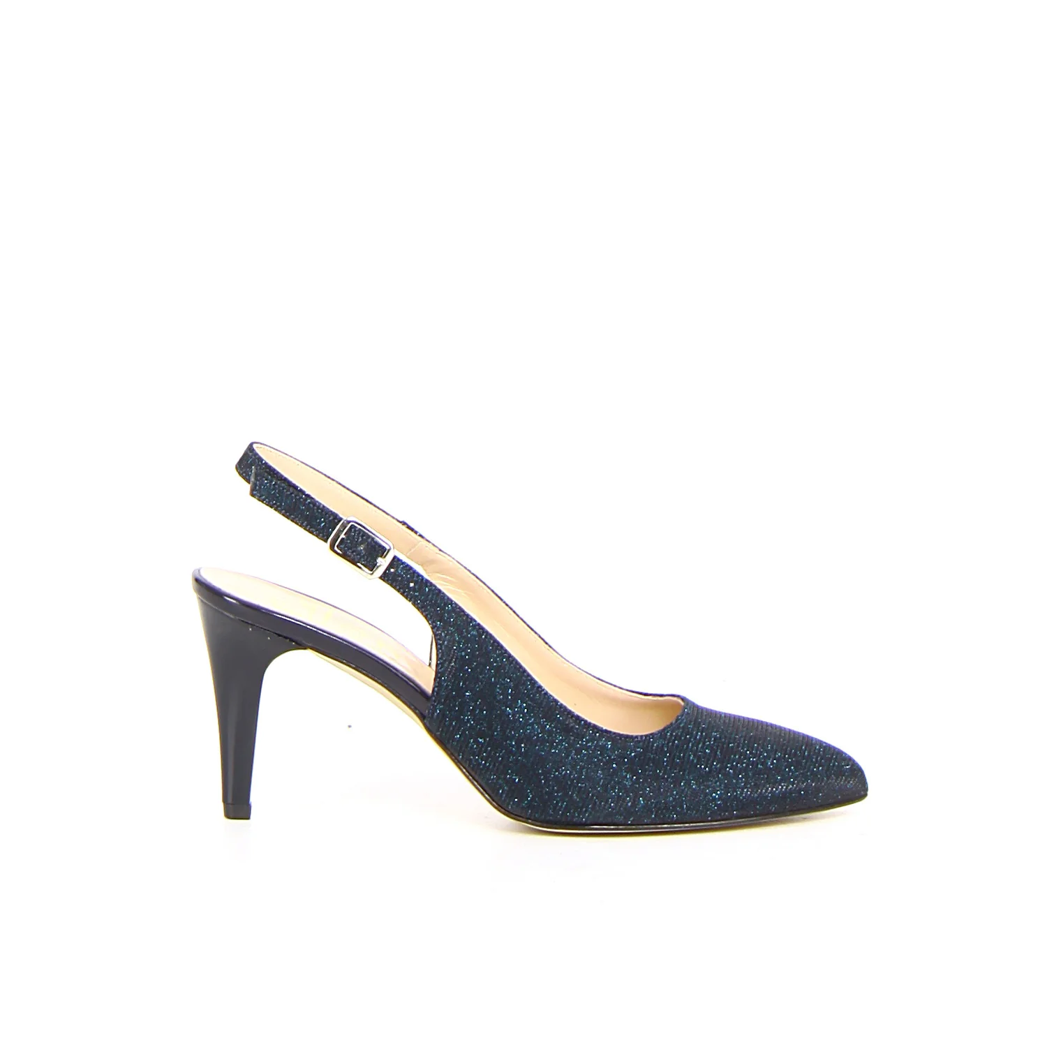 Décolleté a punta modello Chanel blu lurex