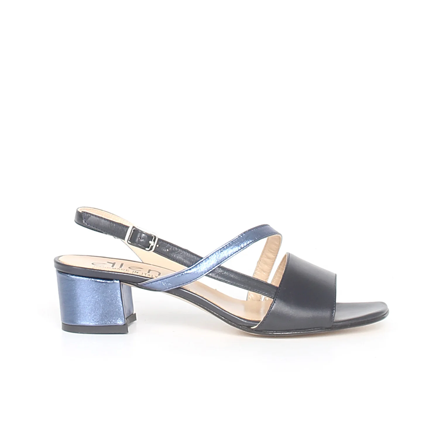 Sandalo con tacco blue bluette