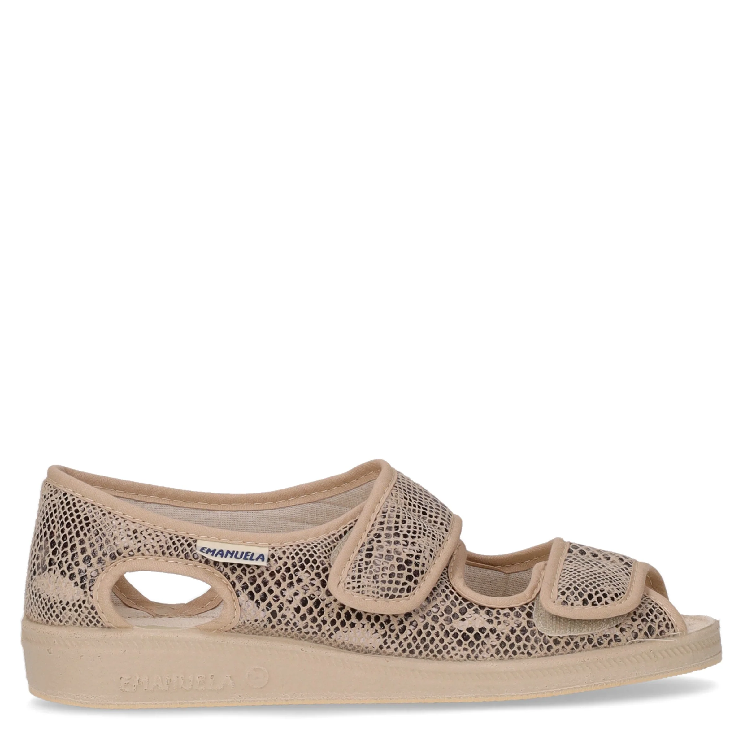 Sandalo in tessuto beige snake