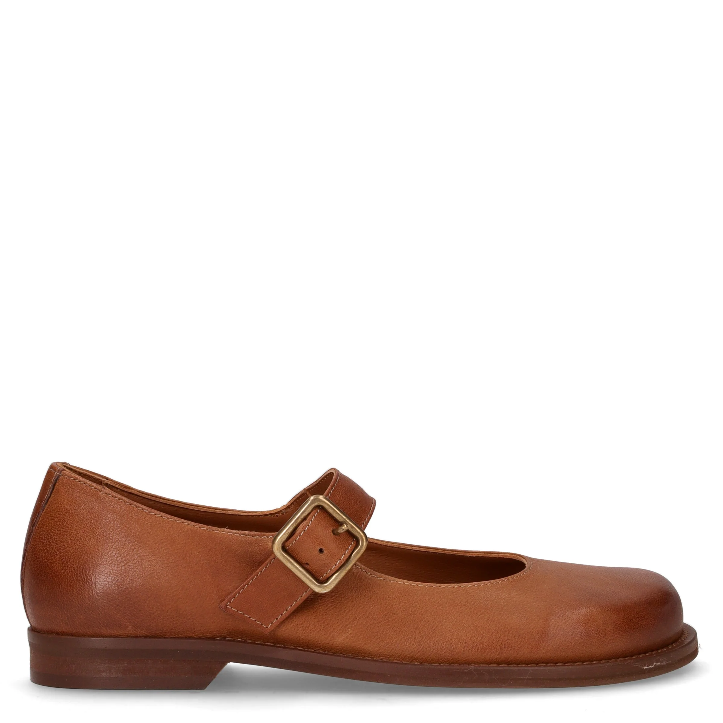 Ballerina in pelle con cinturino cuoio