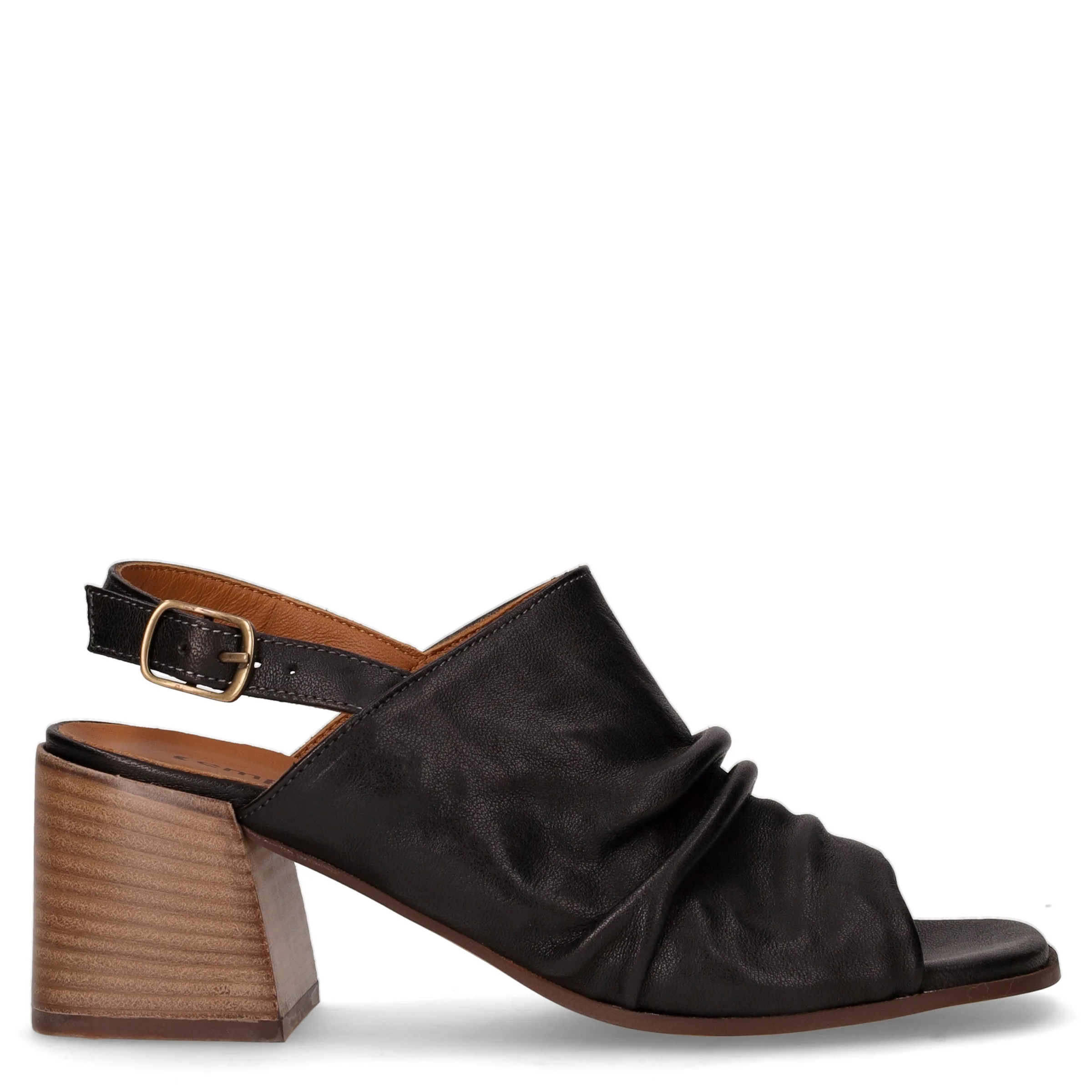 Sandalo con tacco in pelle nero