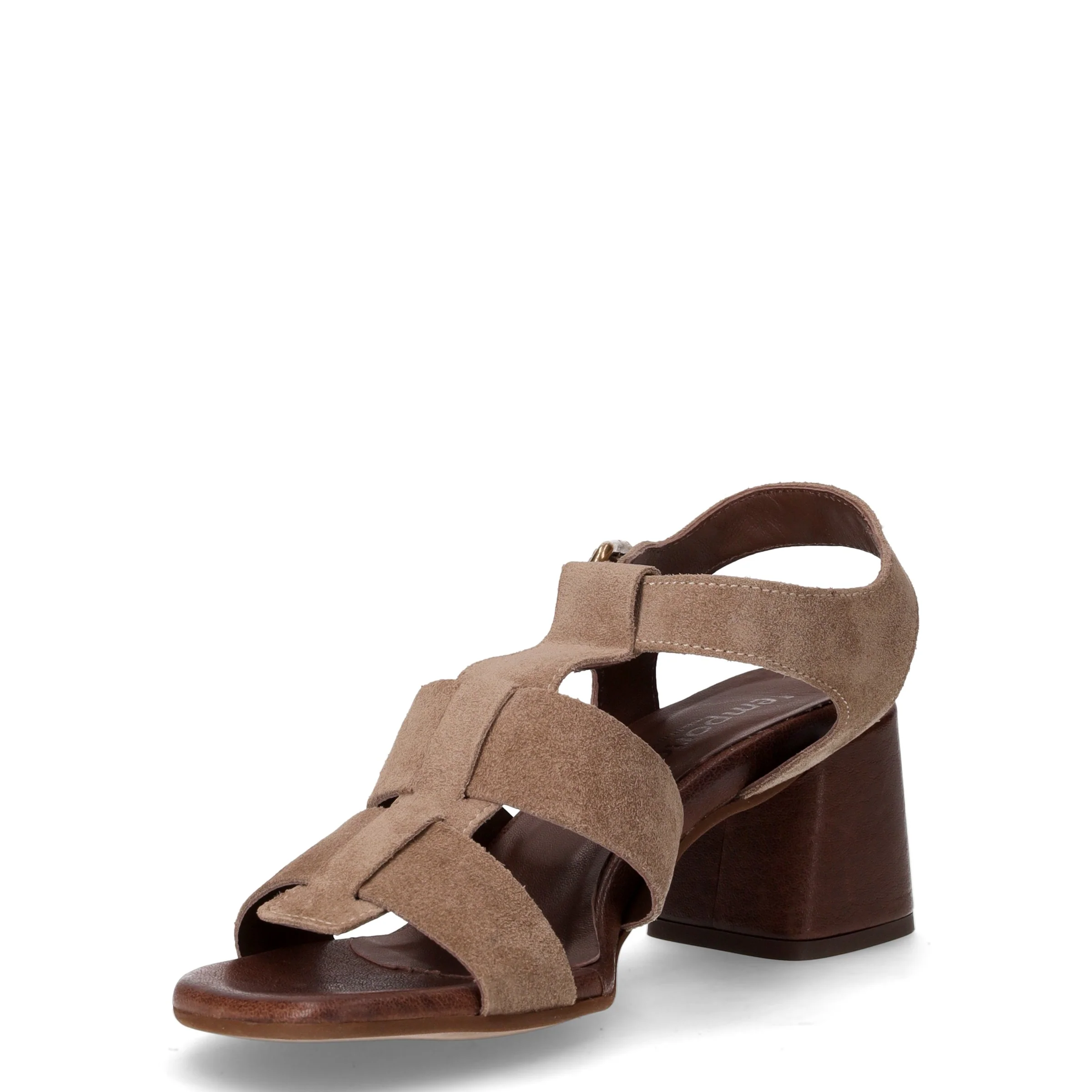 Sandalo scamosciato con tacco in pelle cacao - Image 3