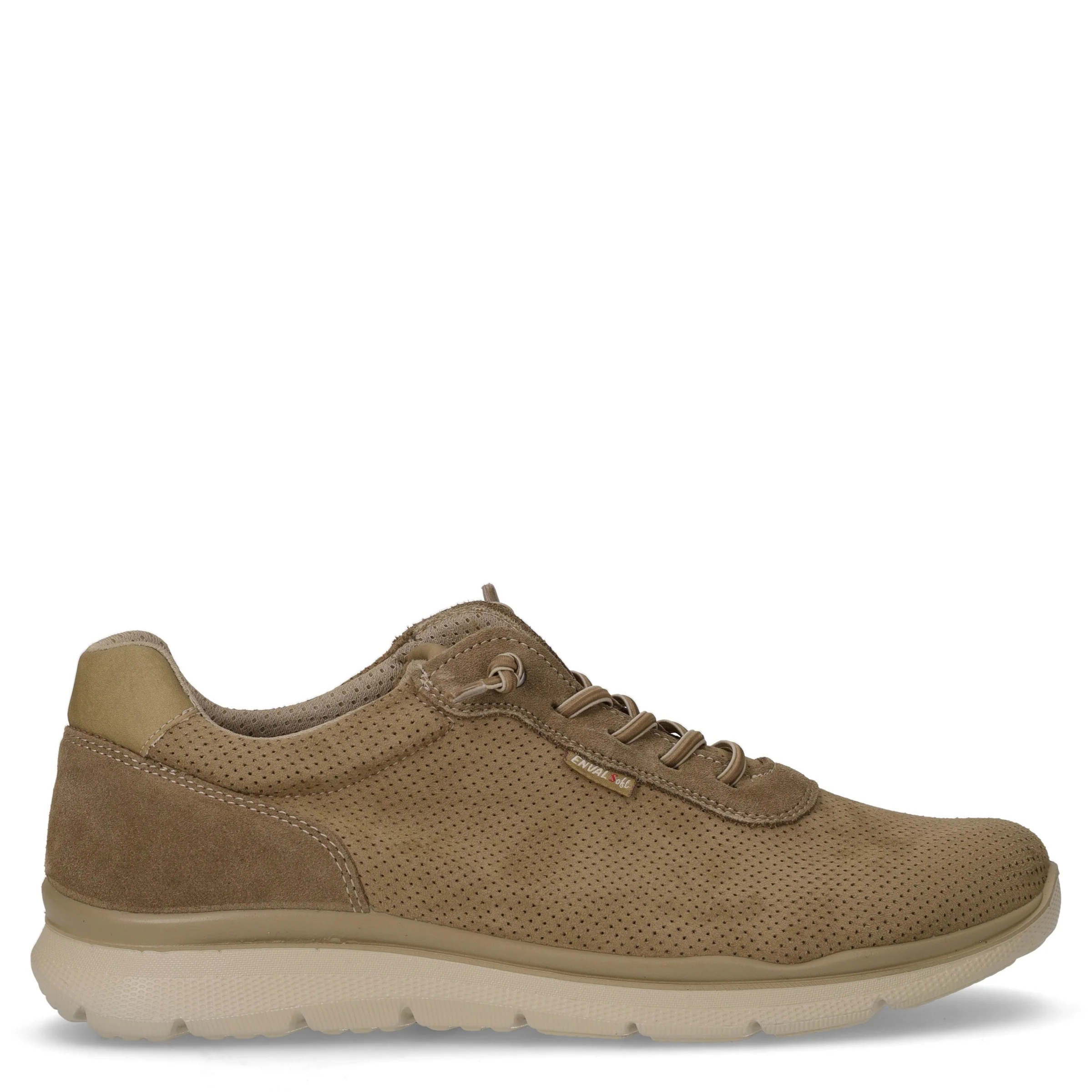 Scarpa sportiva in pelle ed ecopelle tortora