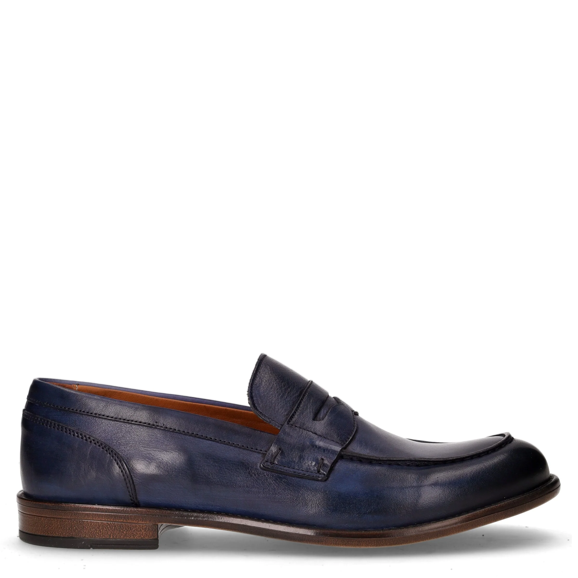 Mocassino in pelle blu
