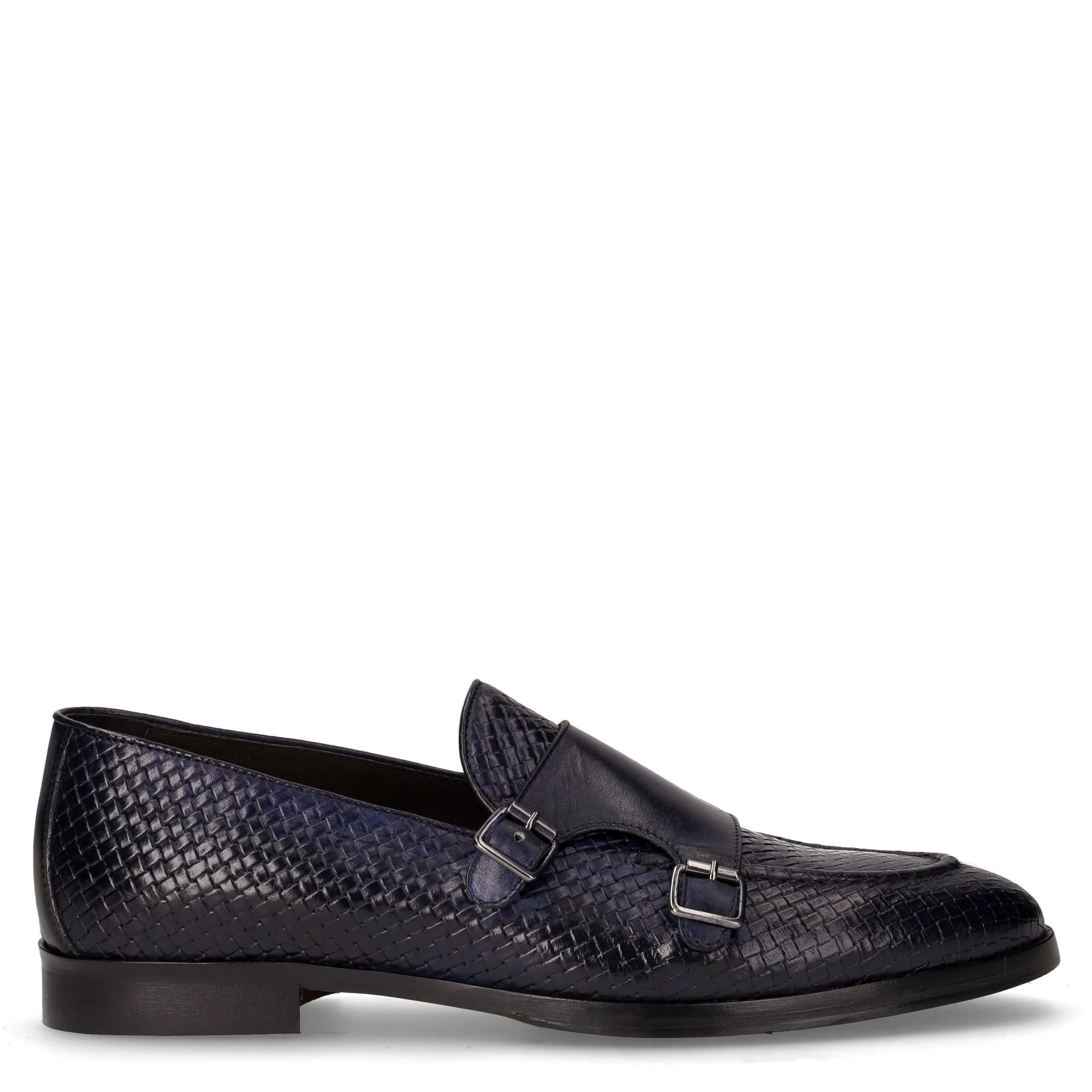 Mocassino in pelle con fibbie jeans