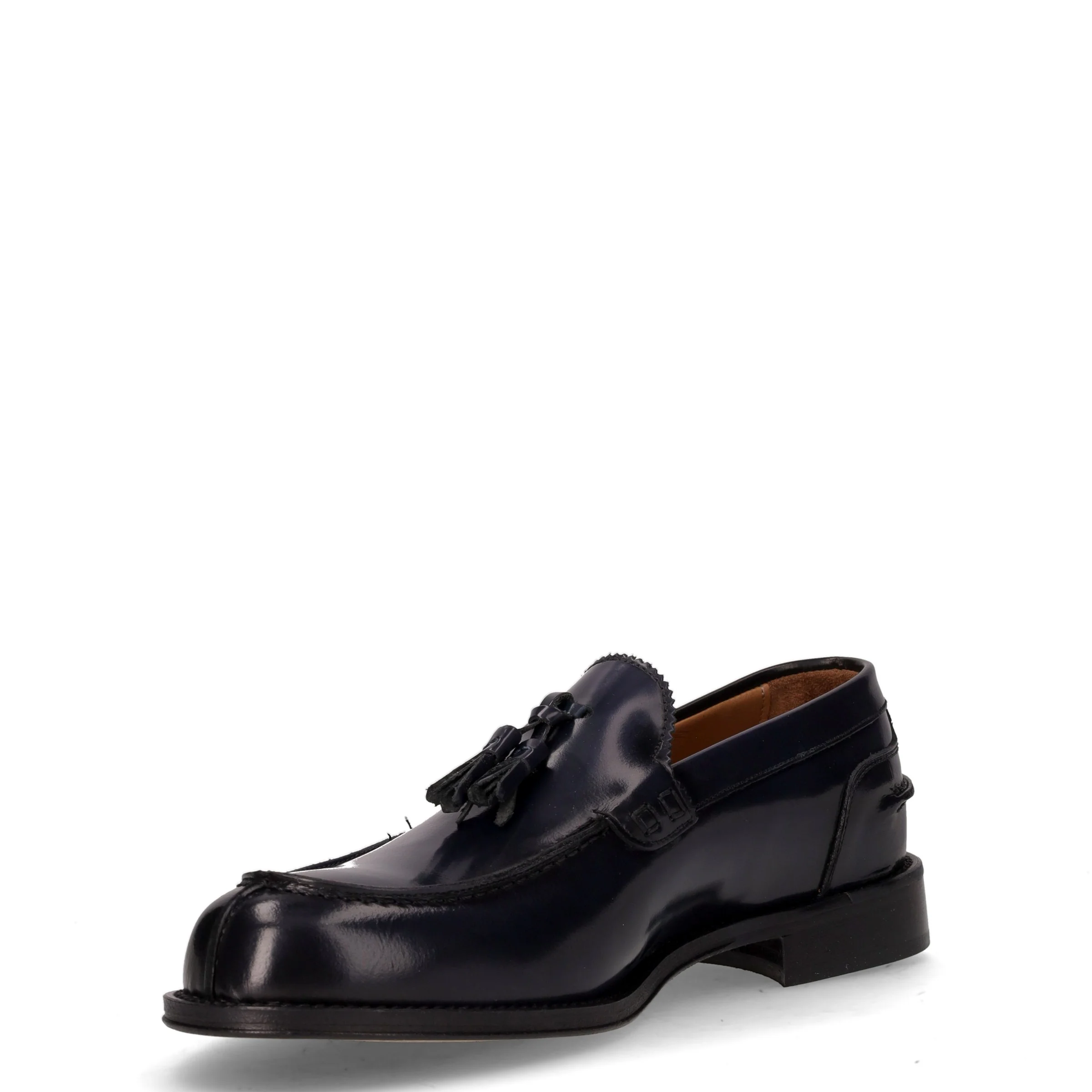Mocassino in pelle con nappine blu - Image 3