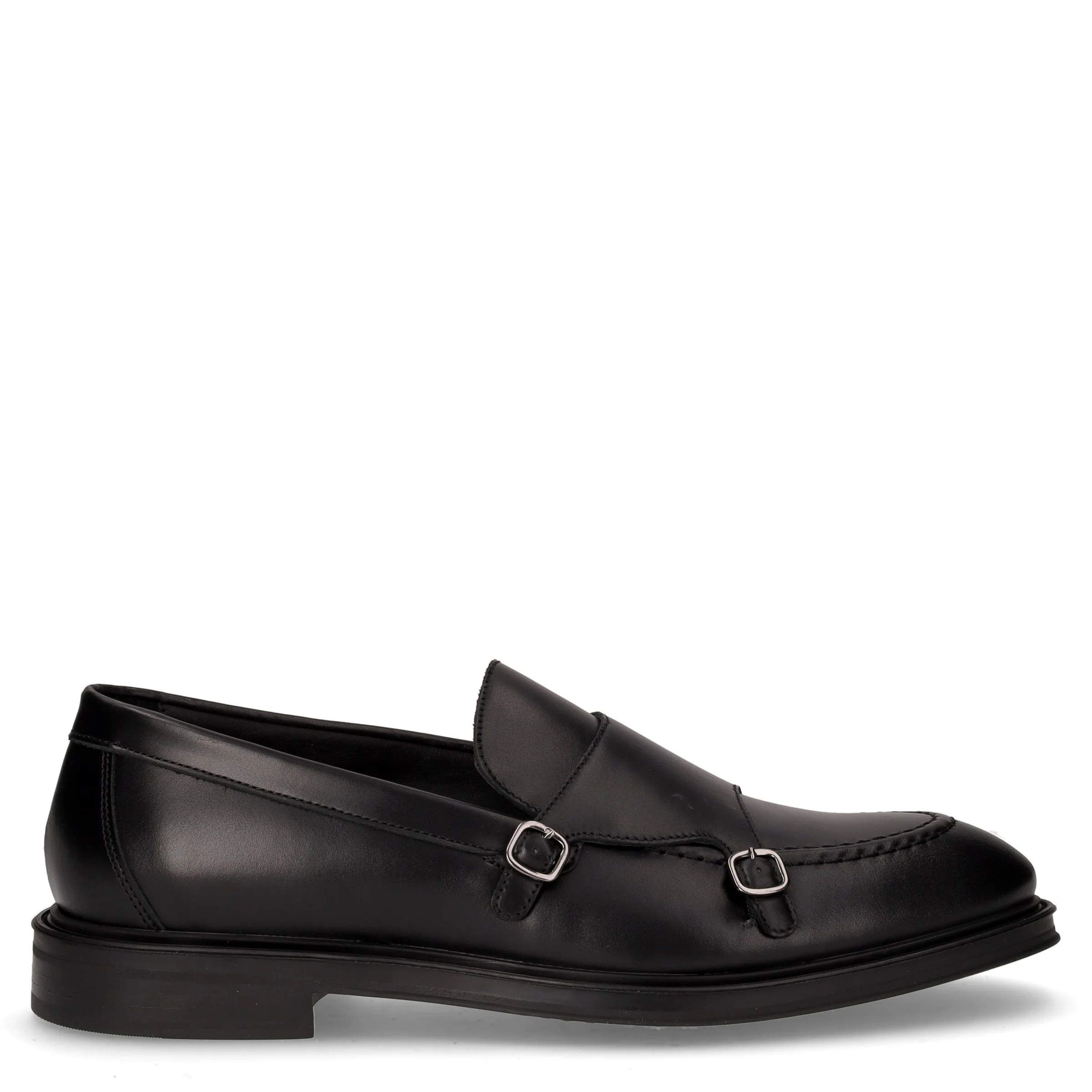 Mocassino con cinturini in pelle nero
