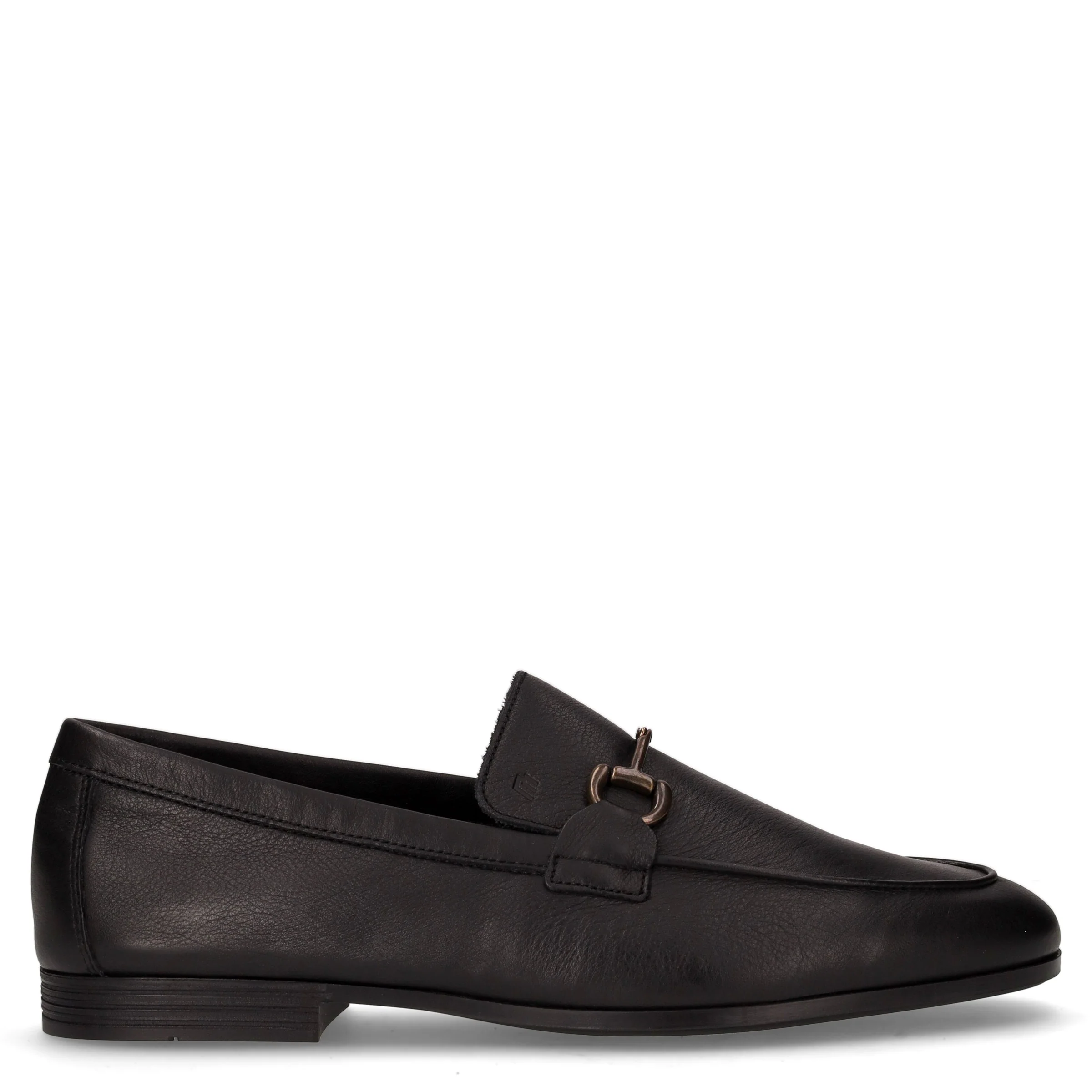 Mocassino in pelle con staffa nero