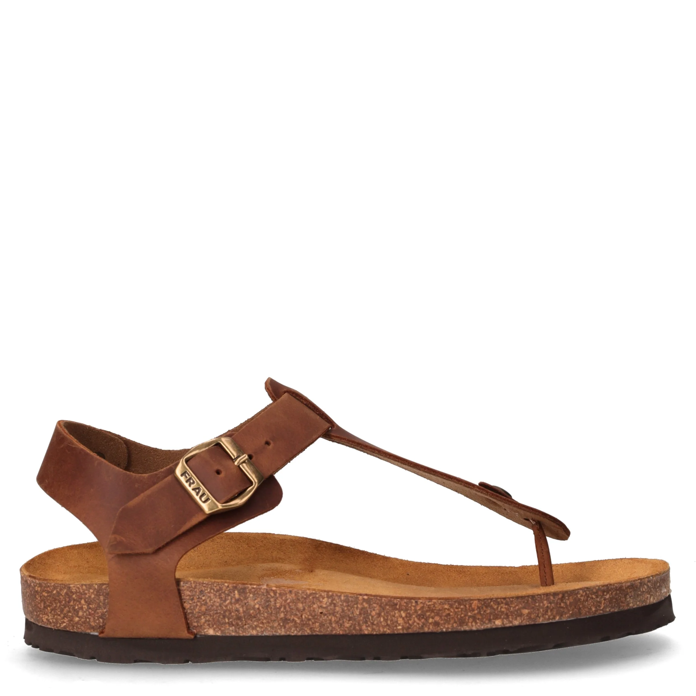 Sandalo infradito in pelle cognac