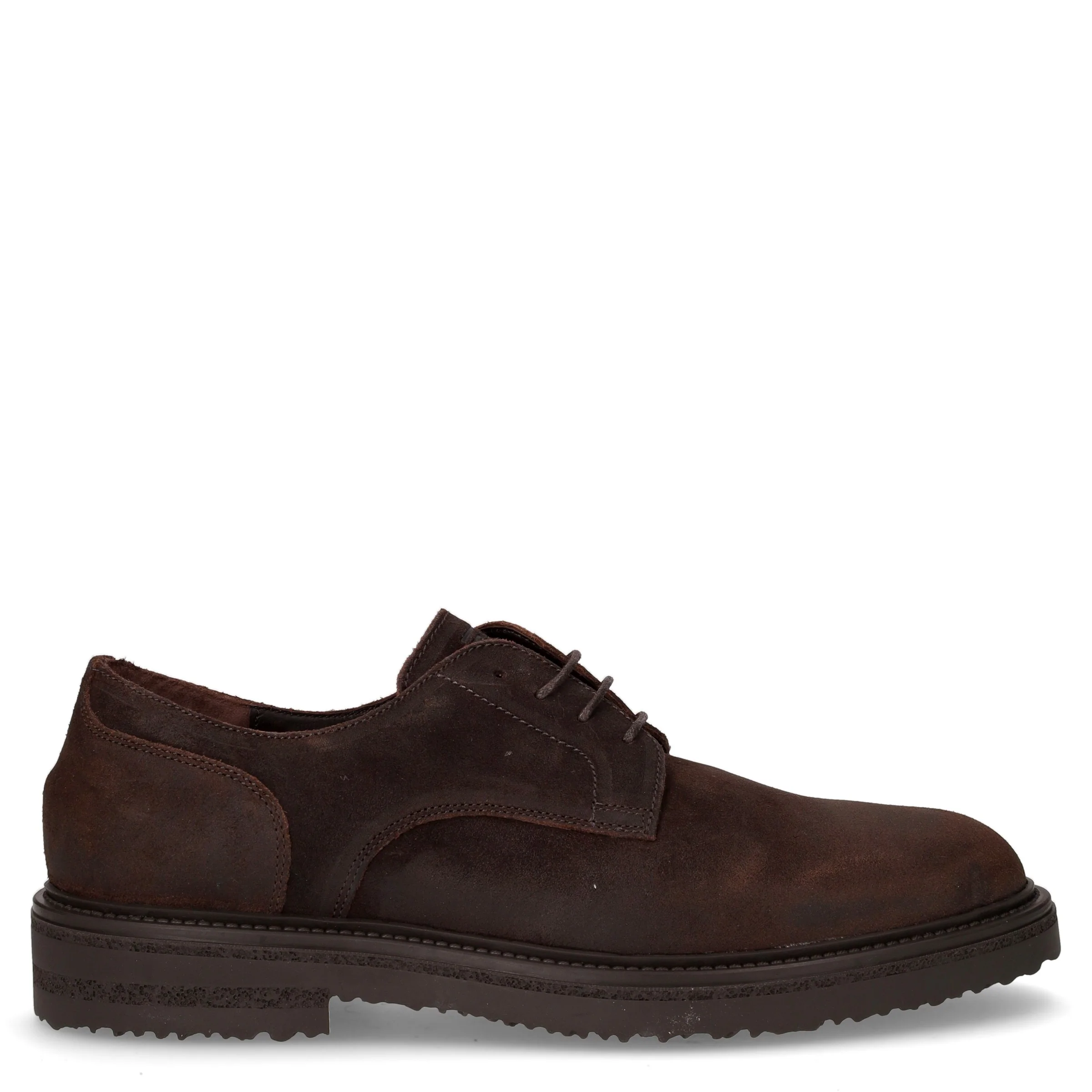 Scarpa stringata in pelle scamosciata marrone