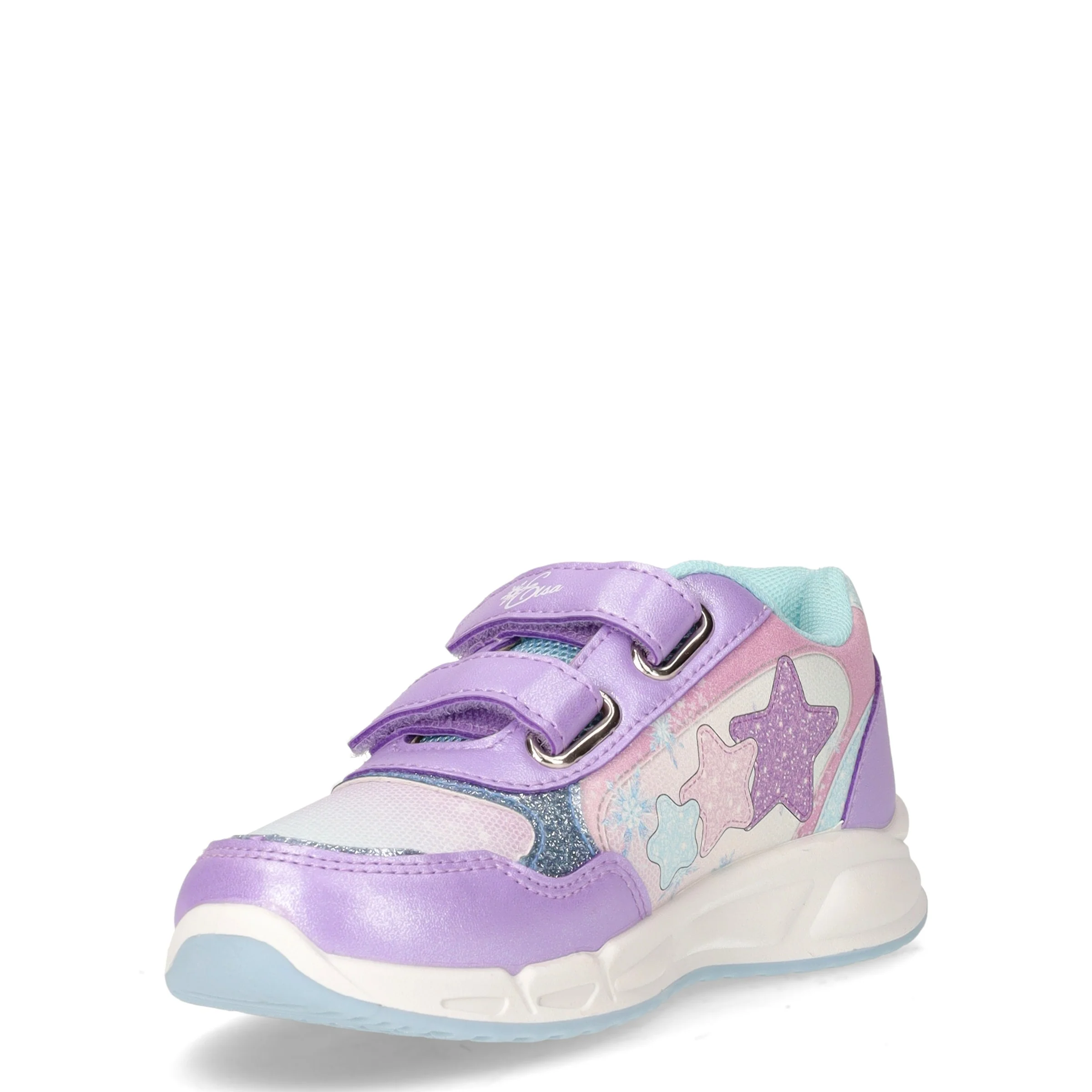 Sneaker bambina in ecopelle con luci lilla - Image 3