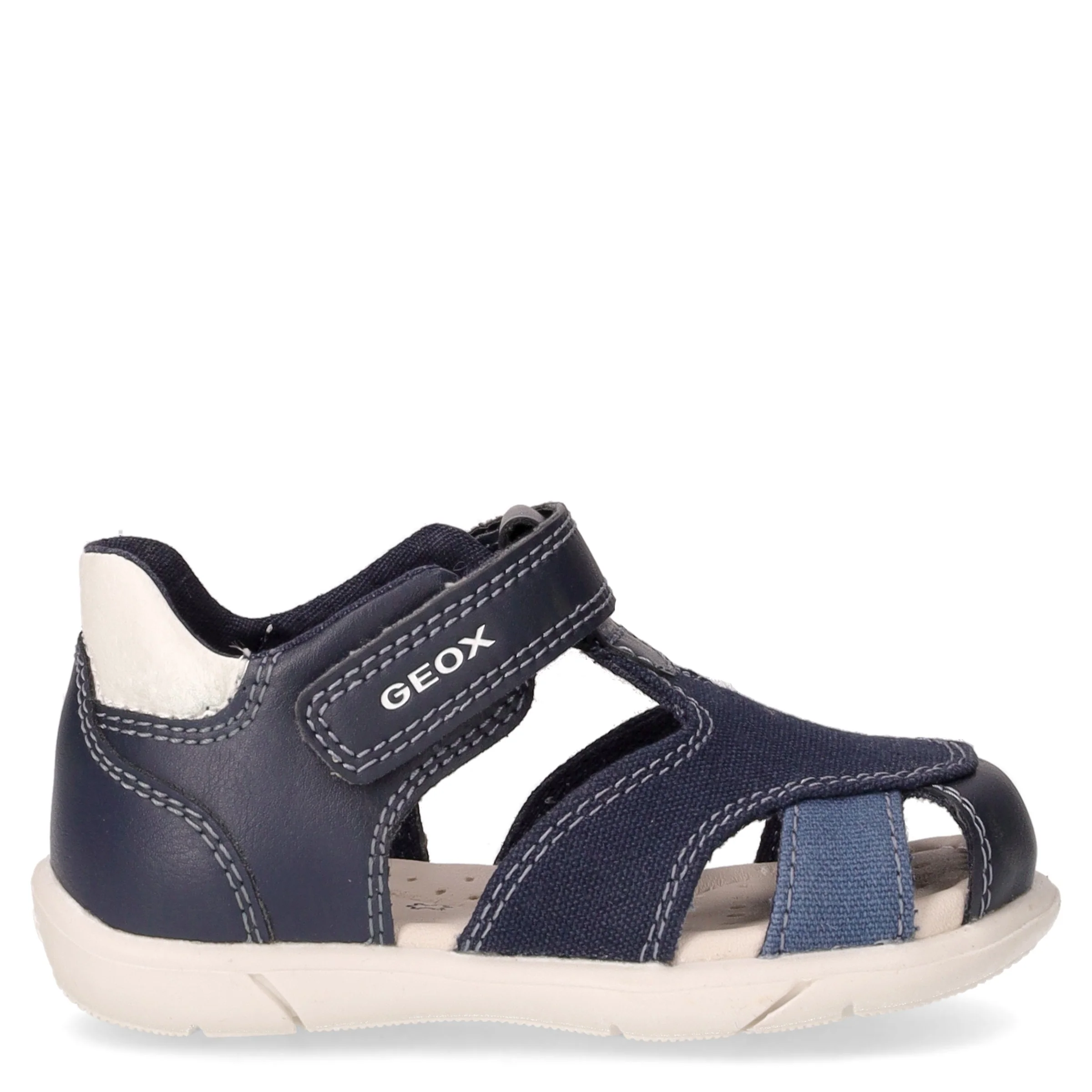 Zapito in pelle e tessuto bambino blu navy bianco