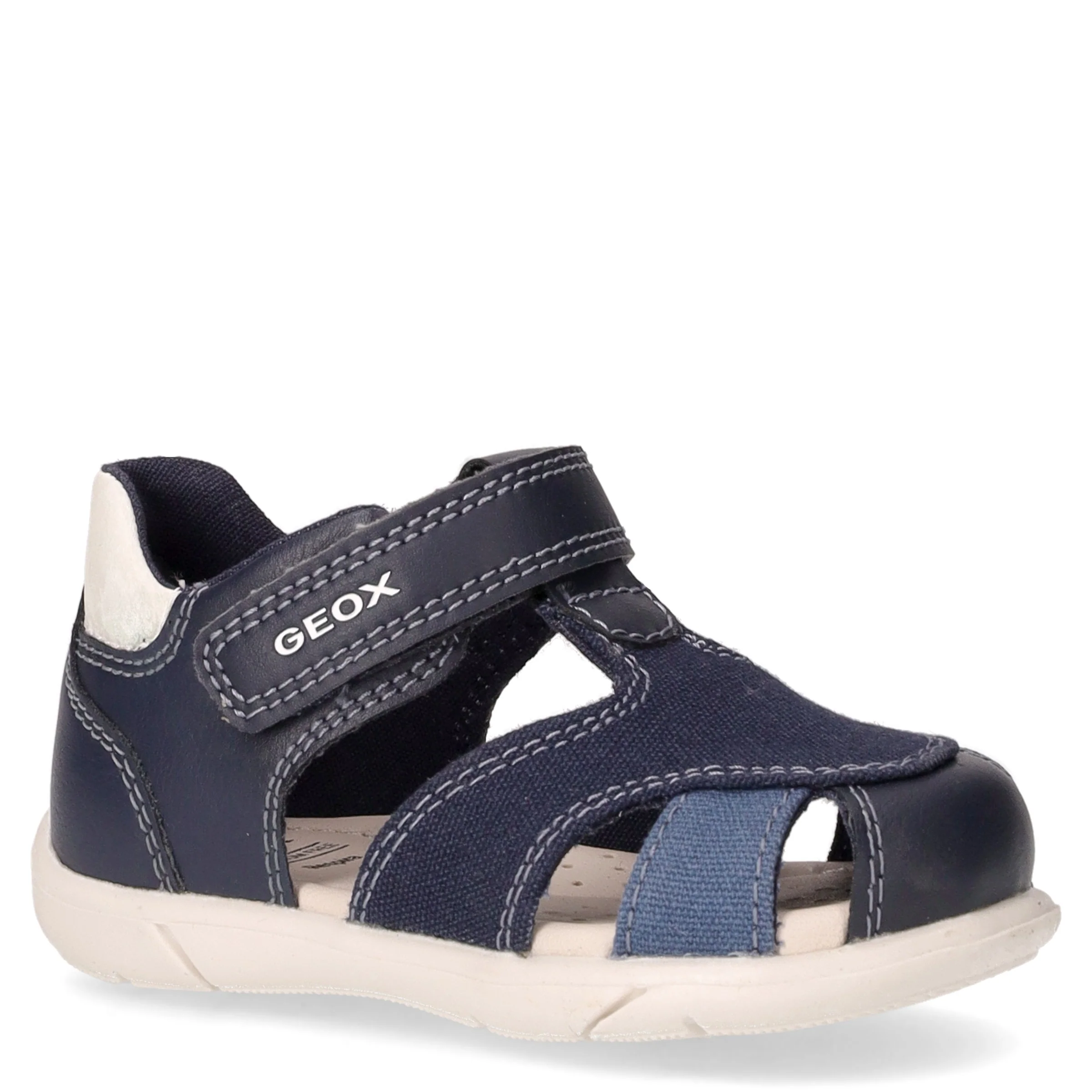 Zapito in pelle e tessuto bambino blu navy bianco - Image 2