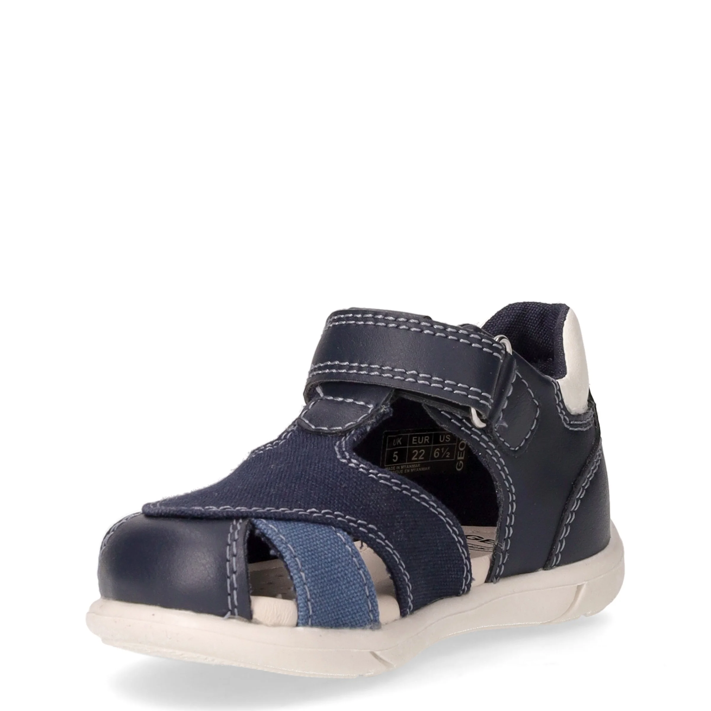 Zapito in pelle e tessuto bambino blu navy bianco - Image 3