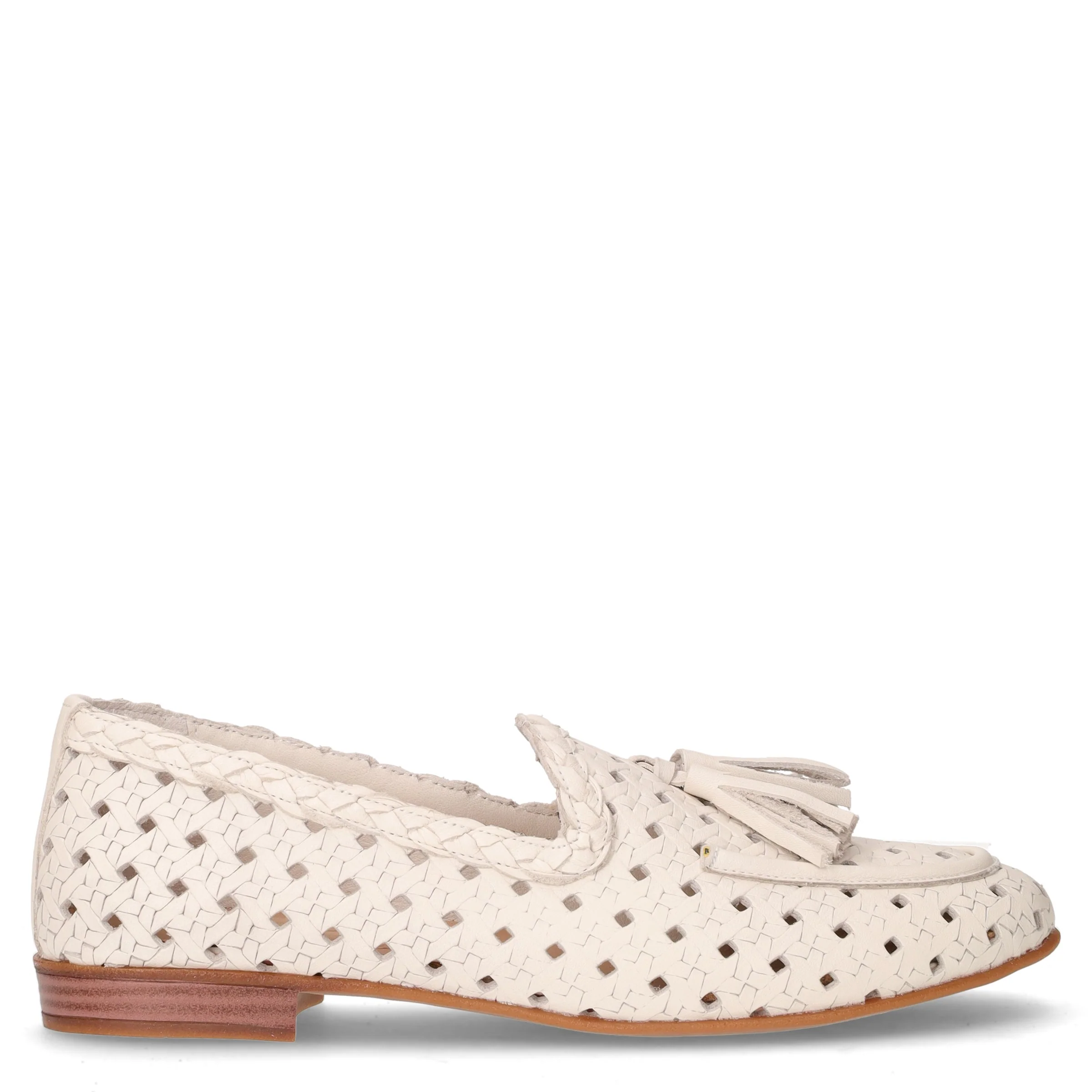 Ballerina con napine in pelle bianco