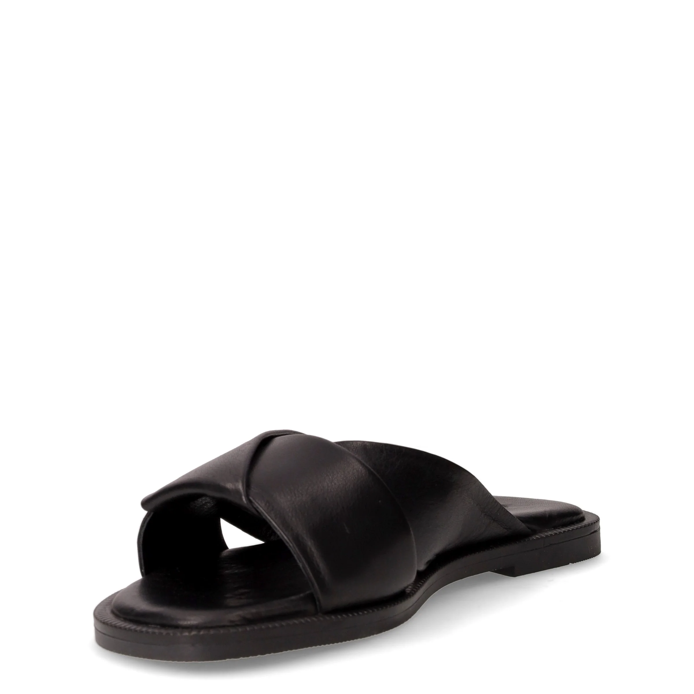 Ciabatta in pelle con fasce incrociate nero - Image 3