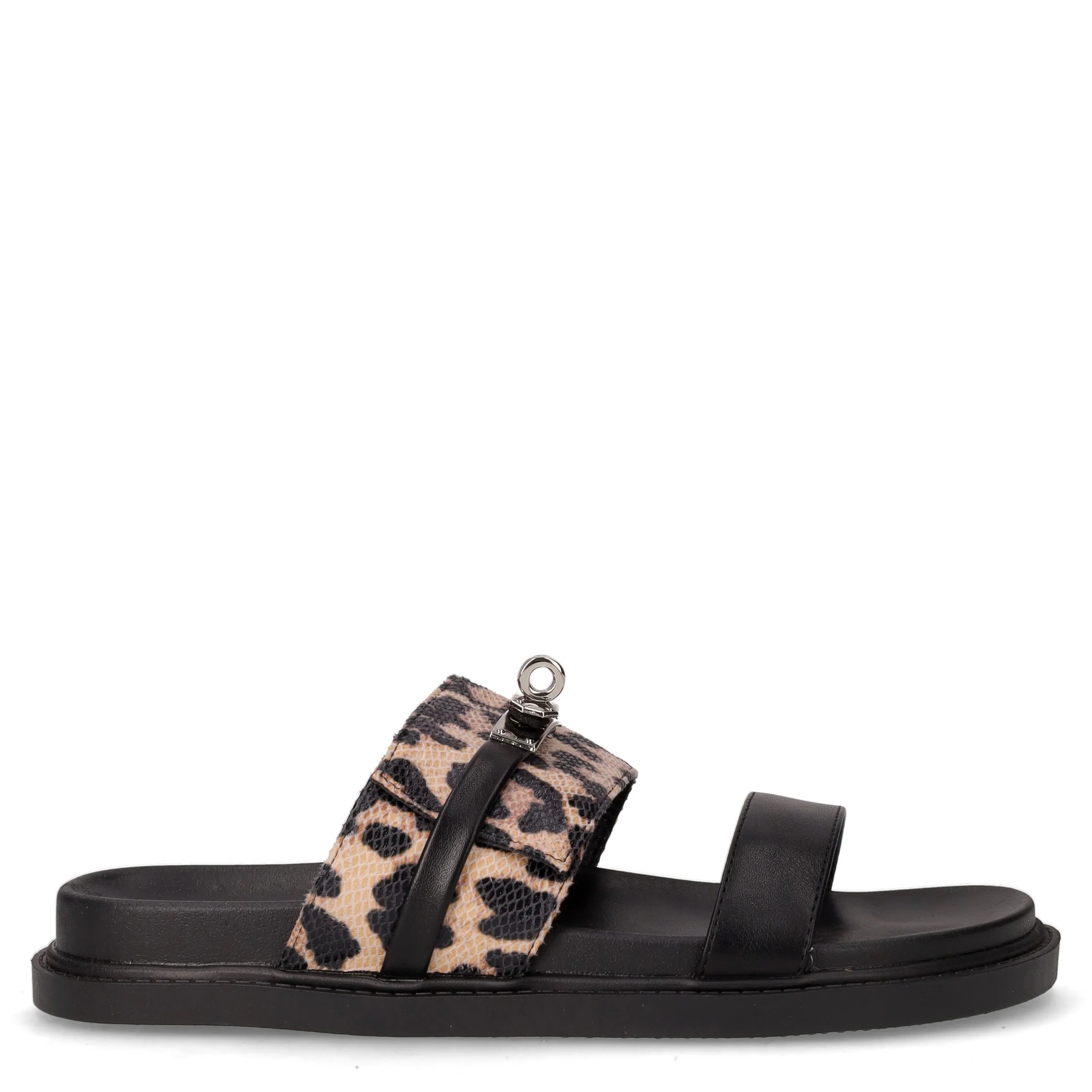 Ciabatta in ecopelle nero leopardato