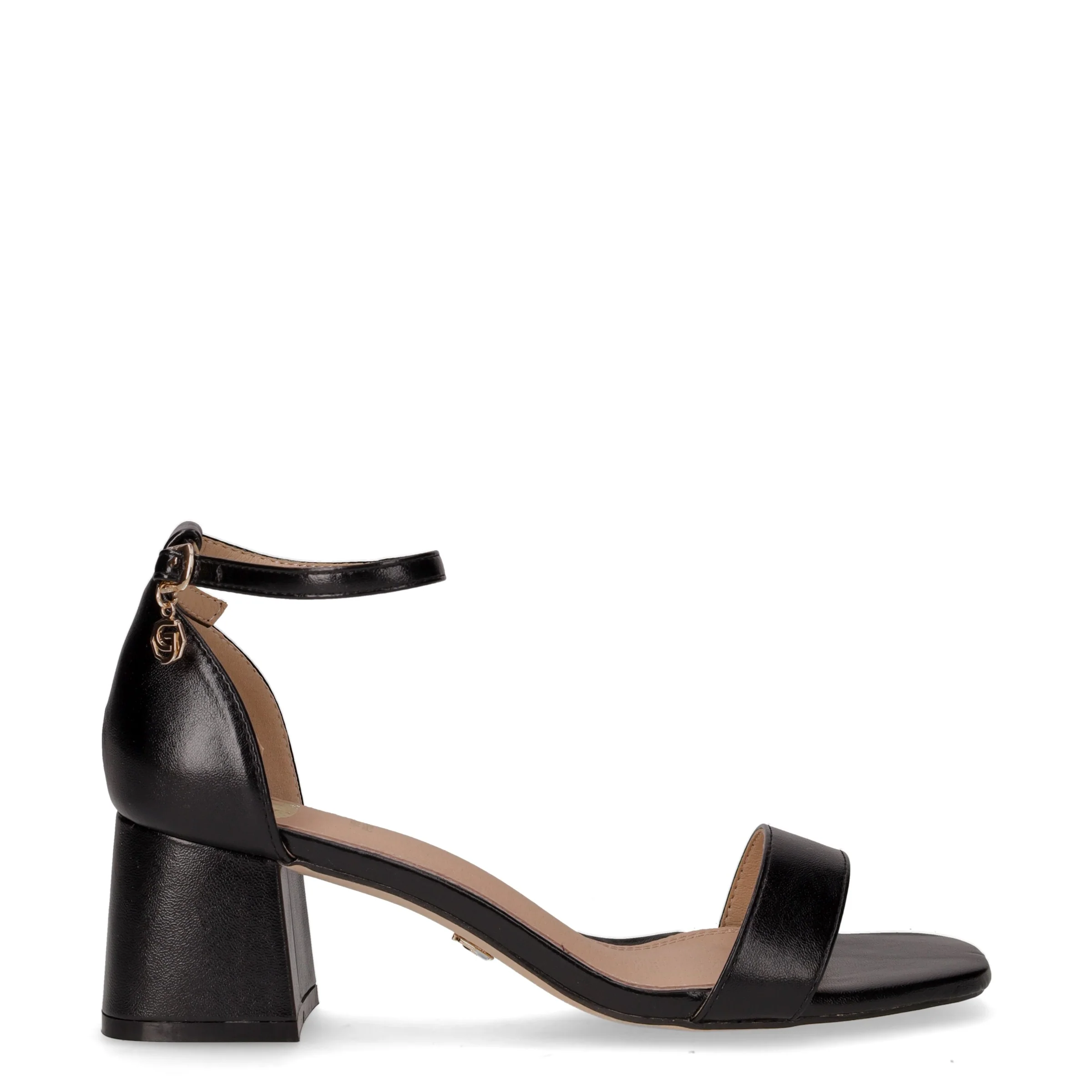 Sandalo in ecopelle con tacco nero