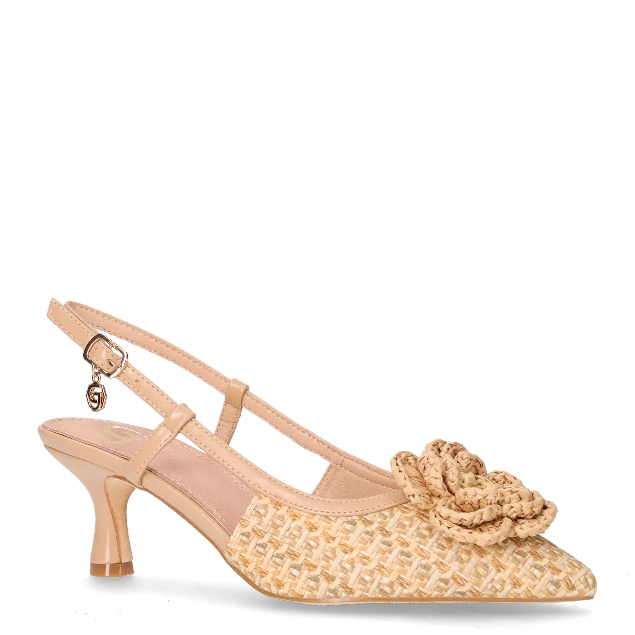 Slingback con tacco a punta in ecopelle cammello - Image 2