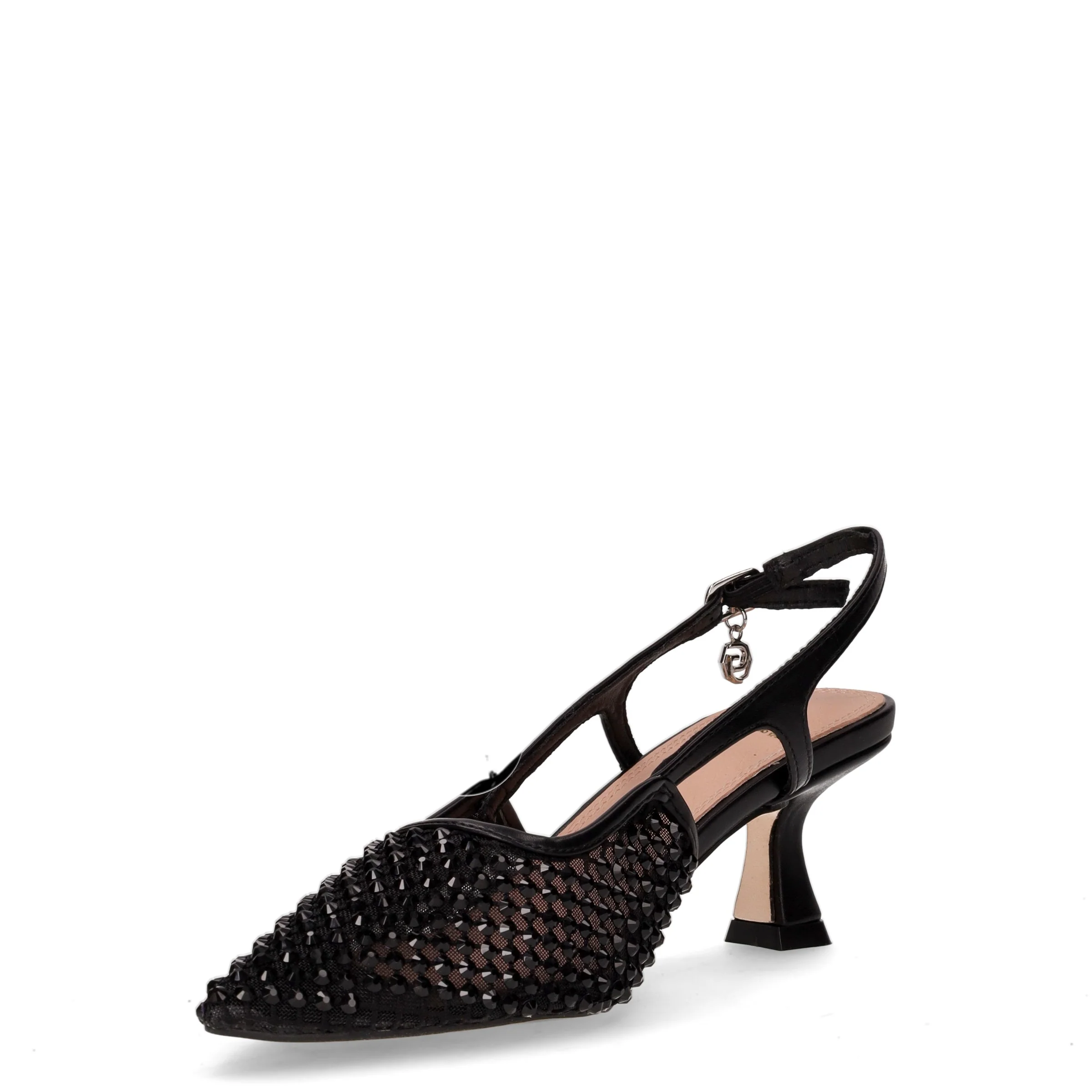 Slingback con tacco in tessuto nero - Image 3