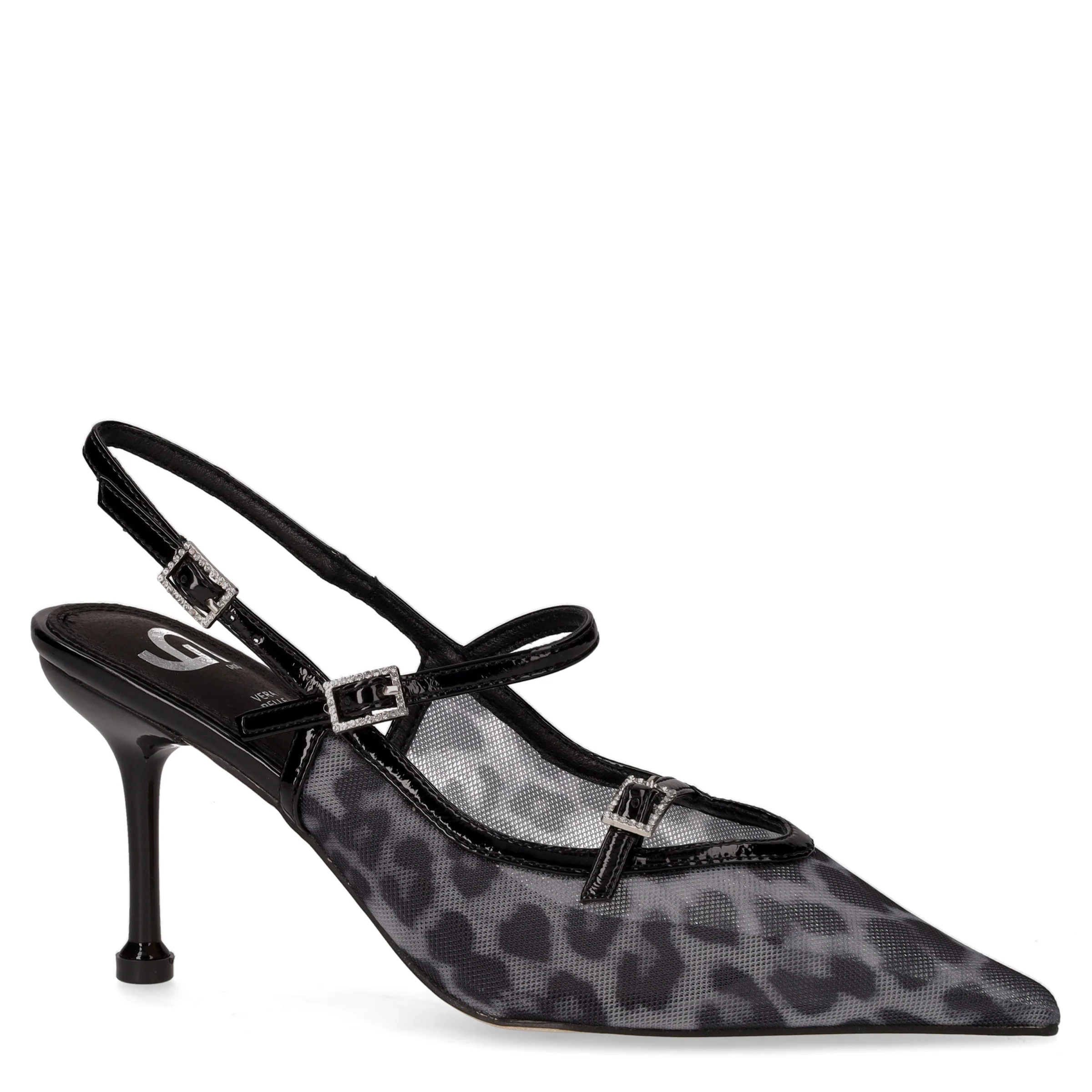 Slingback in tessuto ed ecopelle con tacco nero - Image 2