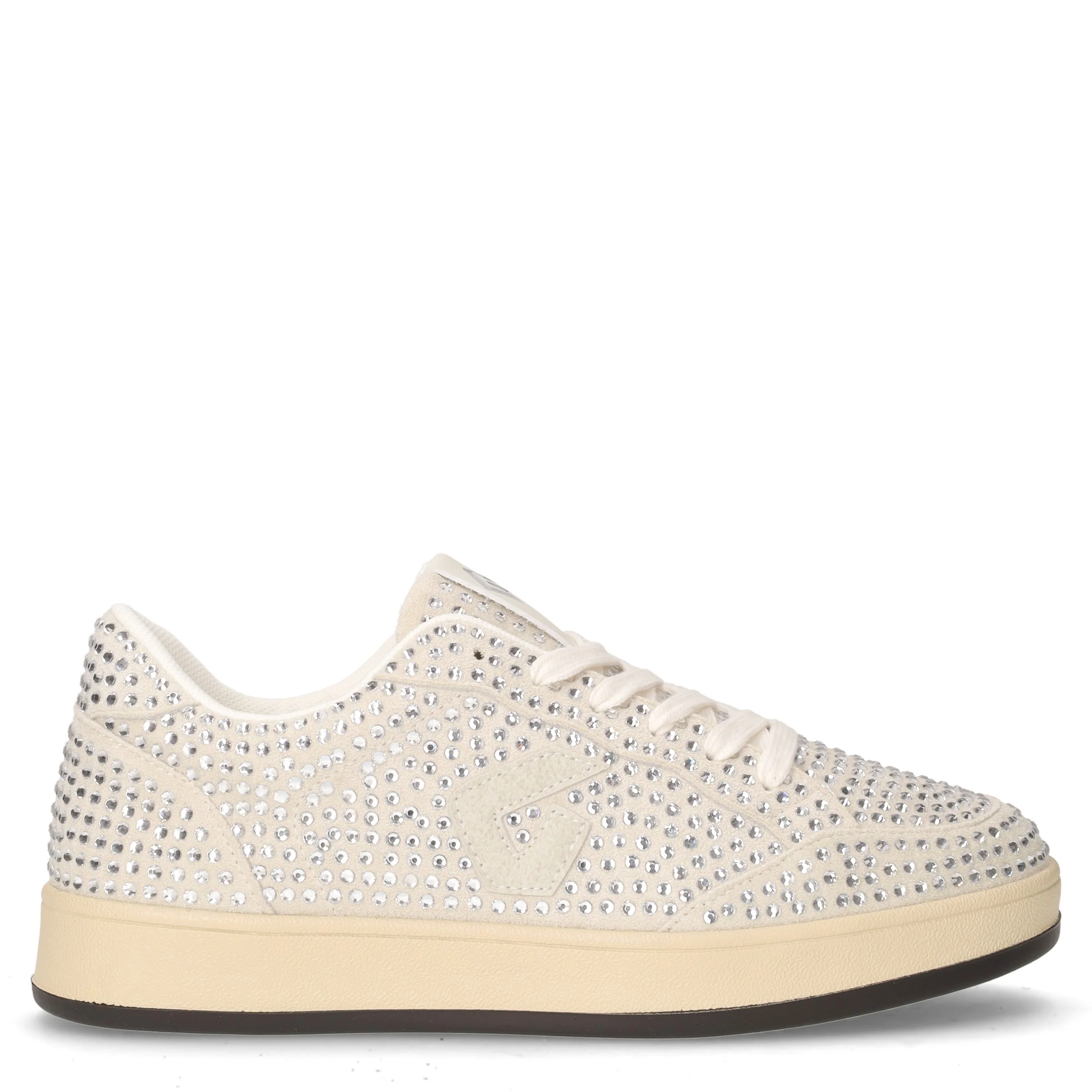 Sneaker in tessuto e ecopelle argento