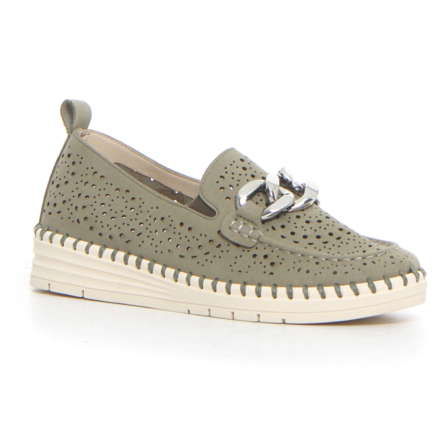 Mocassino casual con catena oliva - Image 2